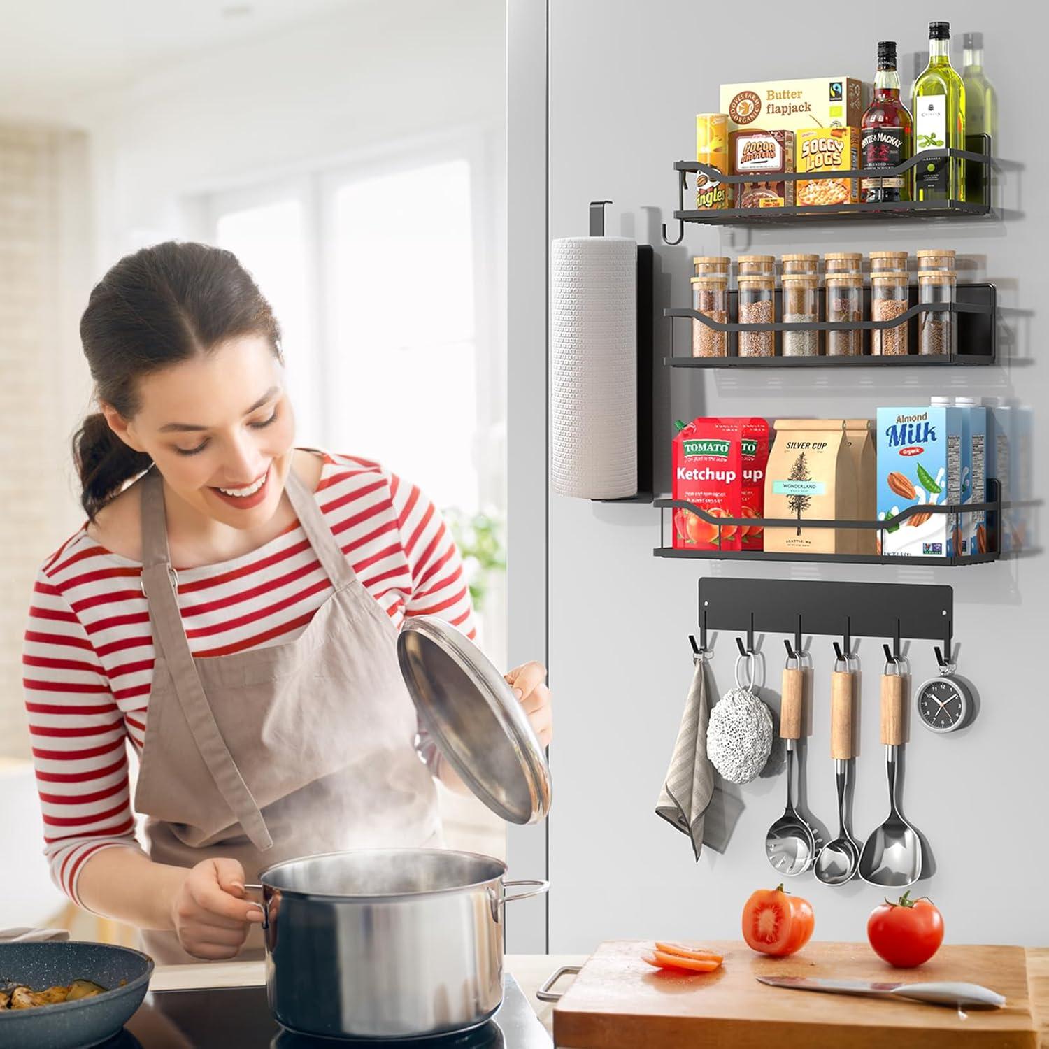 Estante Magnético MIMIyasha para Especias - 5 Piezas, Negro