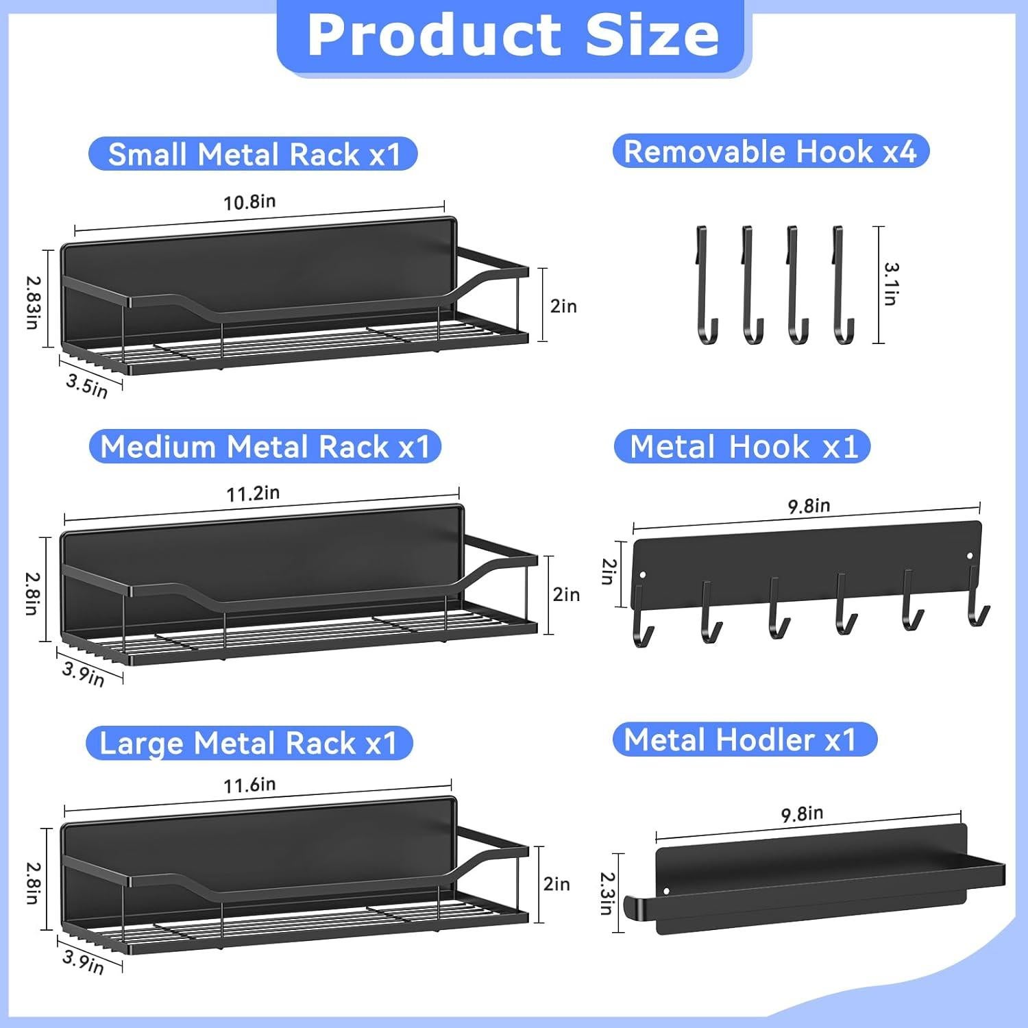 Estante Magnético MIMIyasha para Especias - 5 Piezas, Negro