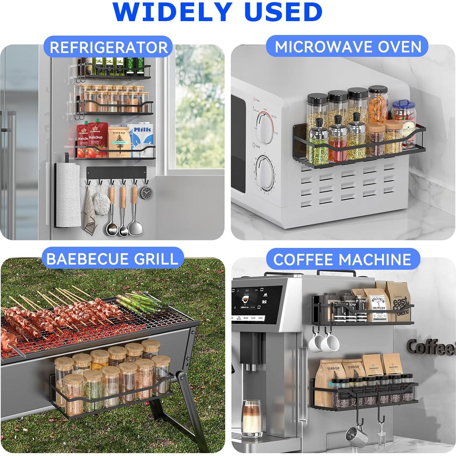 Estante Magnético MIMIyasha para Especias - 5 Piezas, Negro