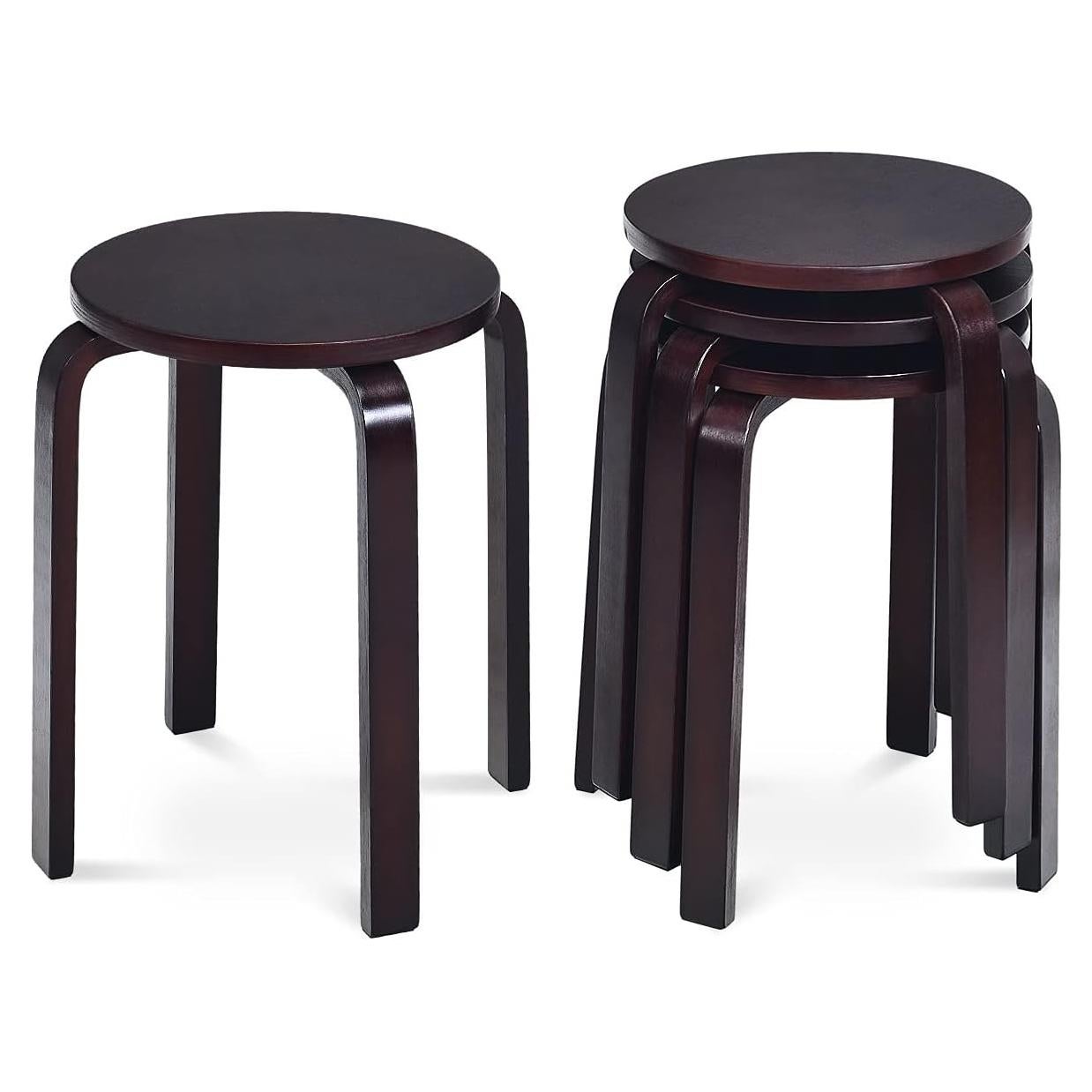 Juego de 4 Taburetes de Bar Hysache de Madera Apilables 45.72 cm