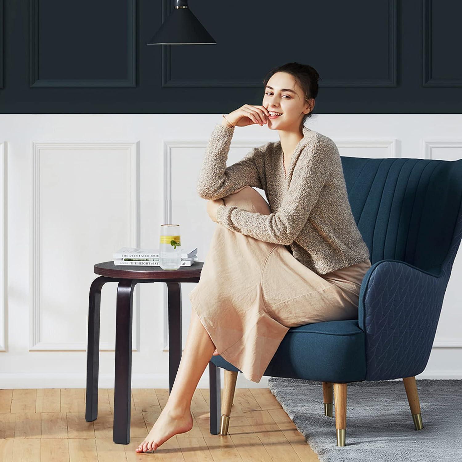 Juego de 4 Taburetes de Bar Hysache de Madera Apilables 45.72 cm