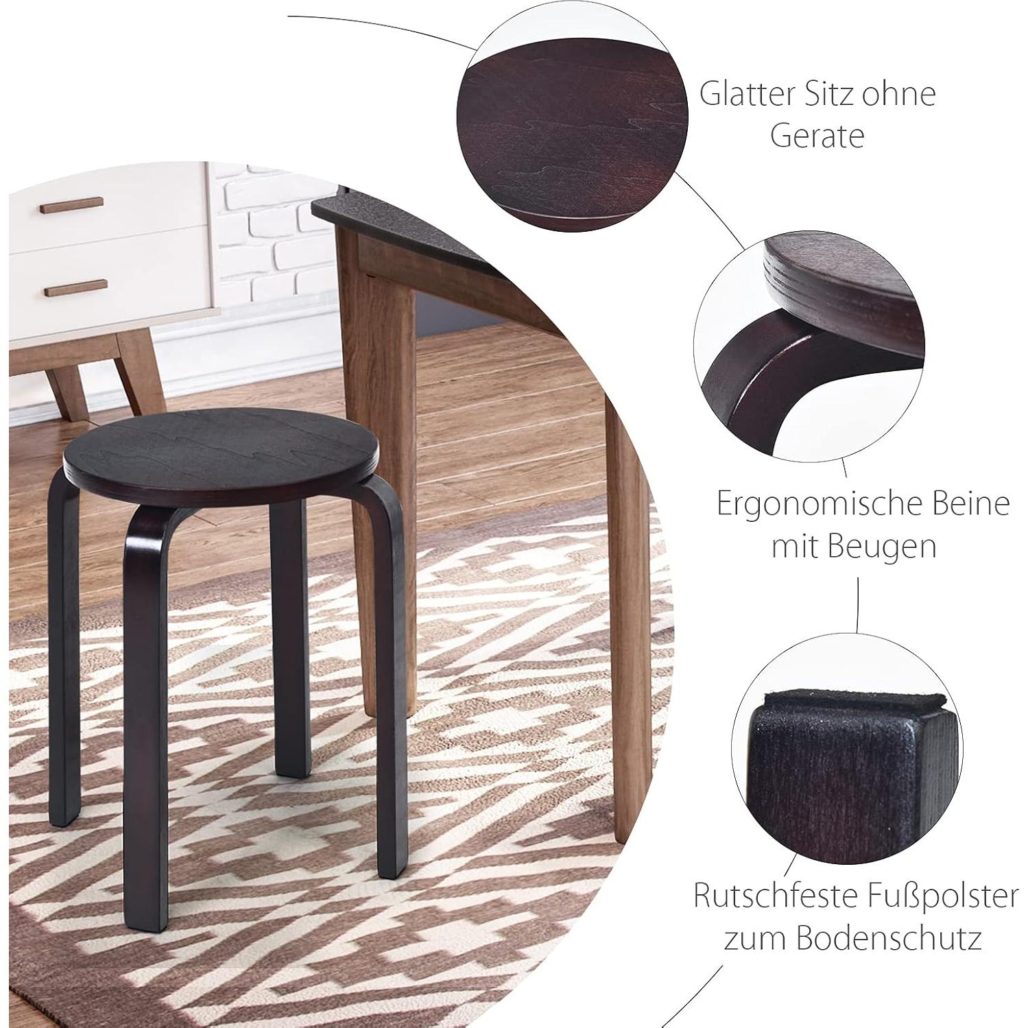 Juego de 4 Taburetes de Bar Hysache de Madera Apilables 45.72 cm