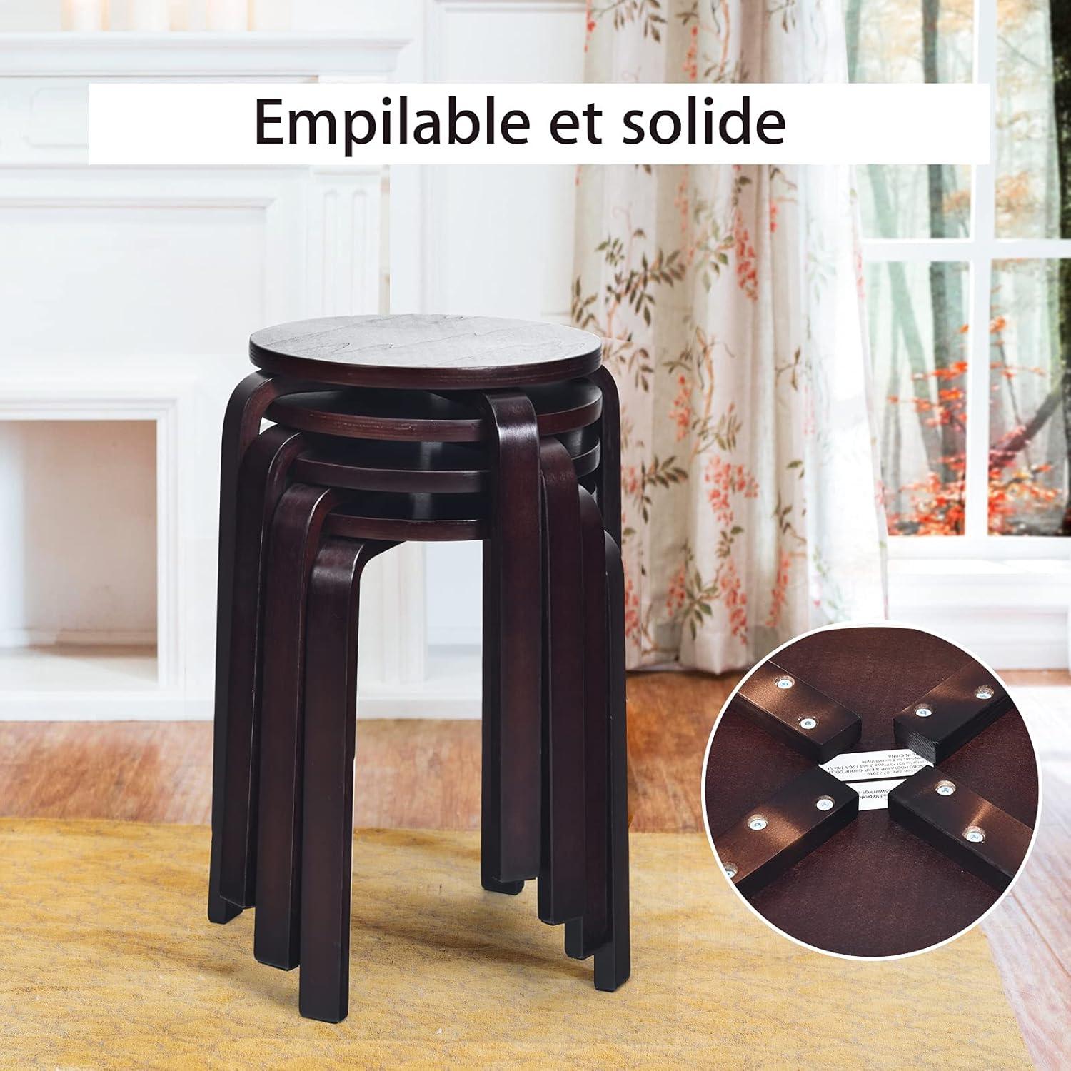 Juego de 4 Taburetes de Bar Hysache de Madera Apilables 45.72 cm