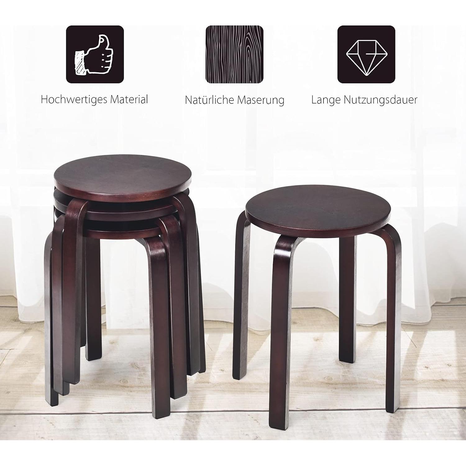 Juego de 4 Taburetes de Bar Hysache de Madera Apilables 45.72 cm