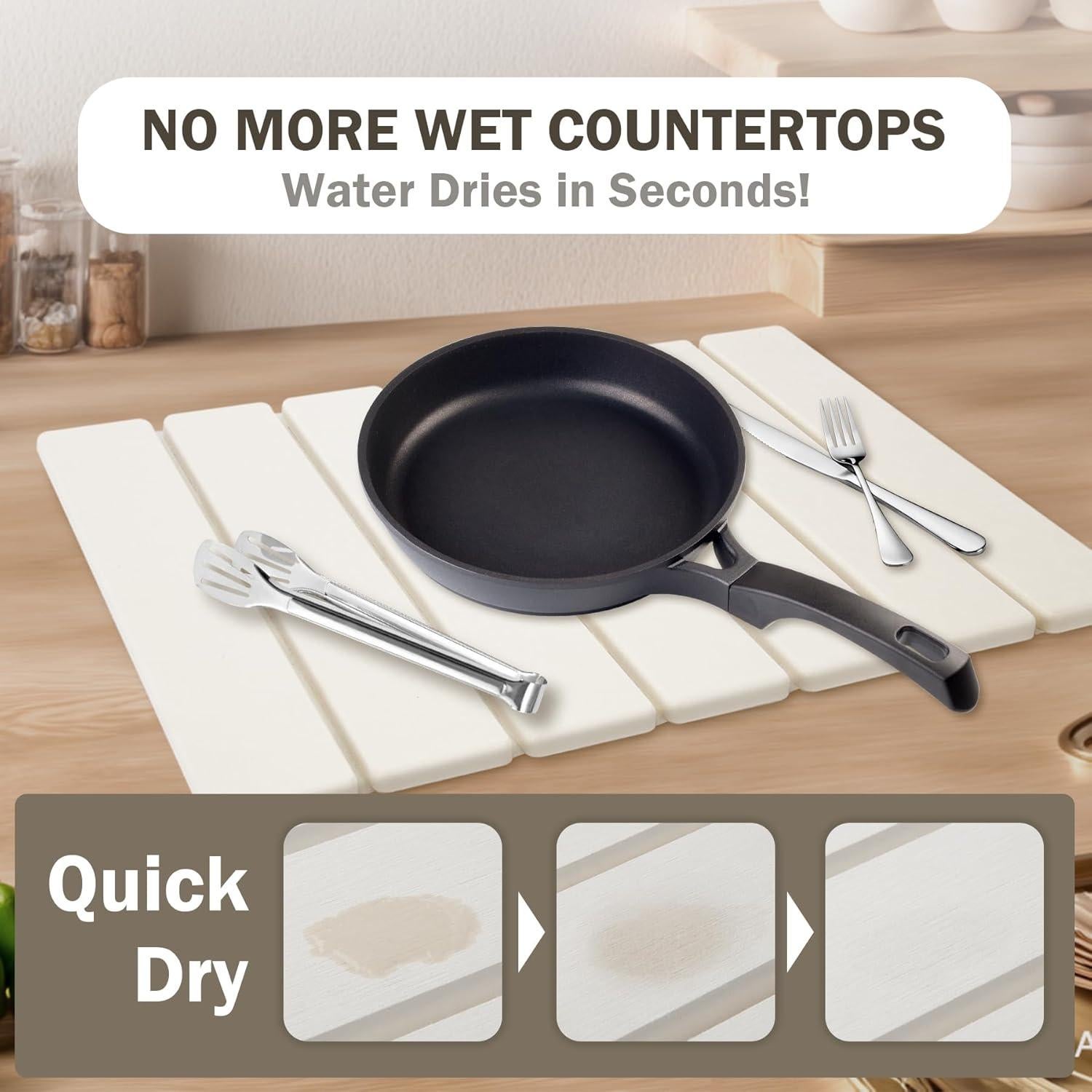 Alfombrilla de Secado de Platos CalmBloom 30x40 cm Plegable