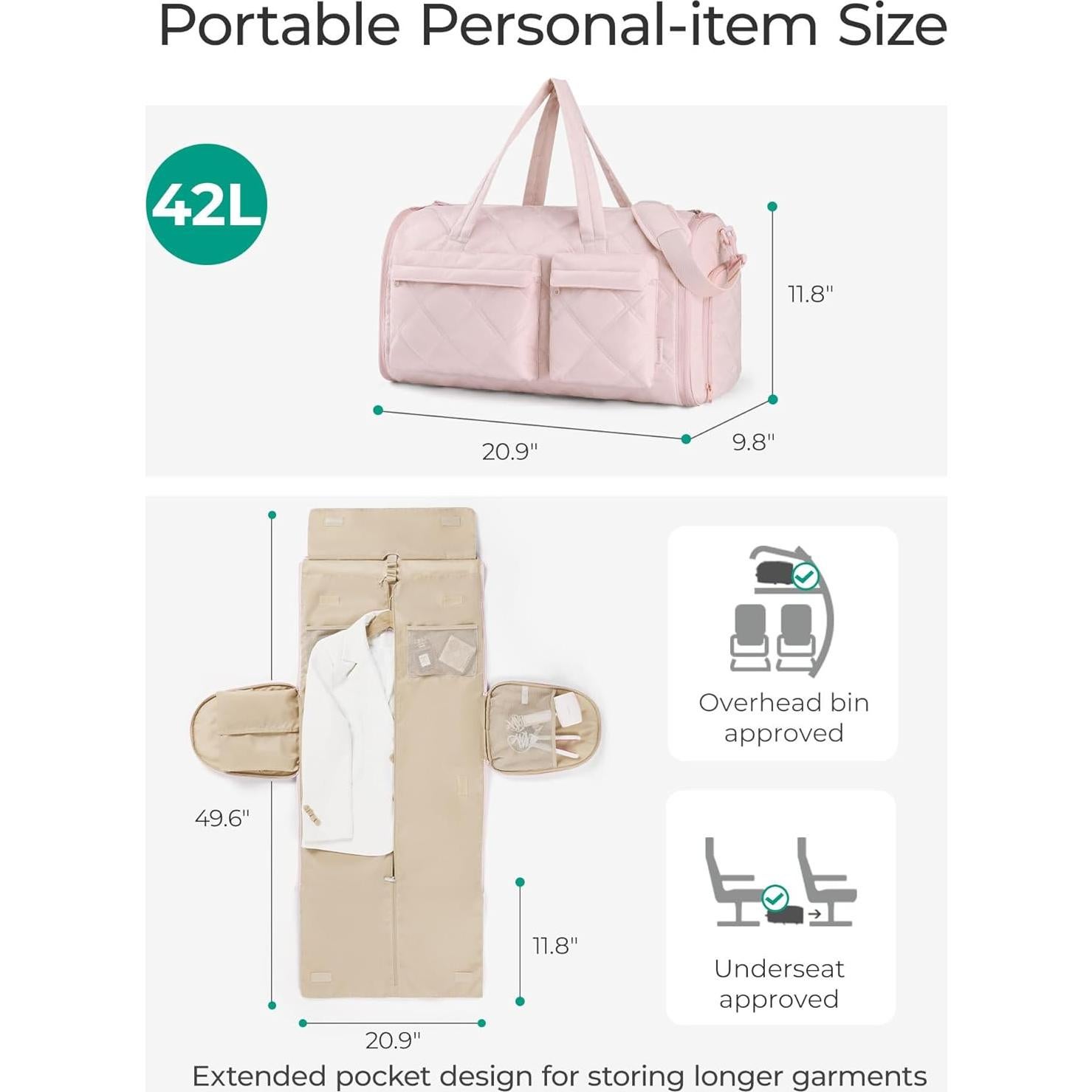 Bolsa de Ropa de Viaje BAGSMART 2 en 1 Negra 42L