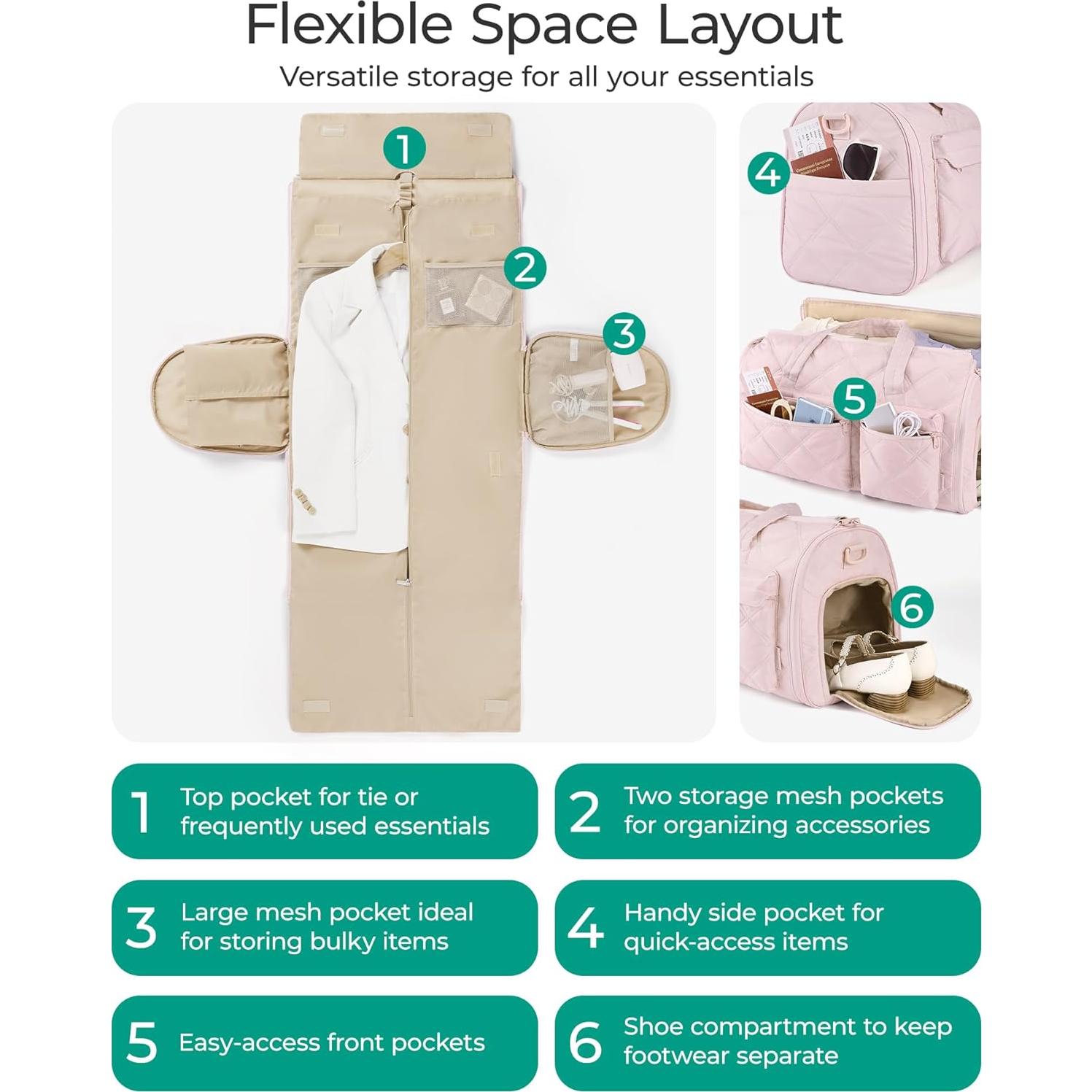 Bolsa de Ropa de Viaje BAGSMART 2 en 1 Negra 42L