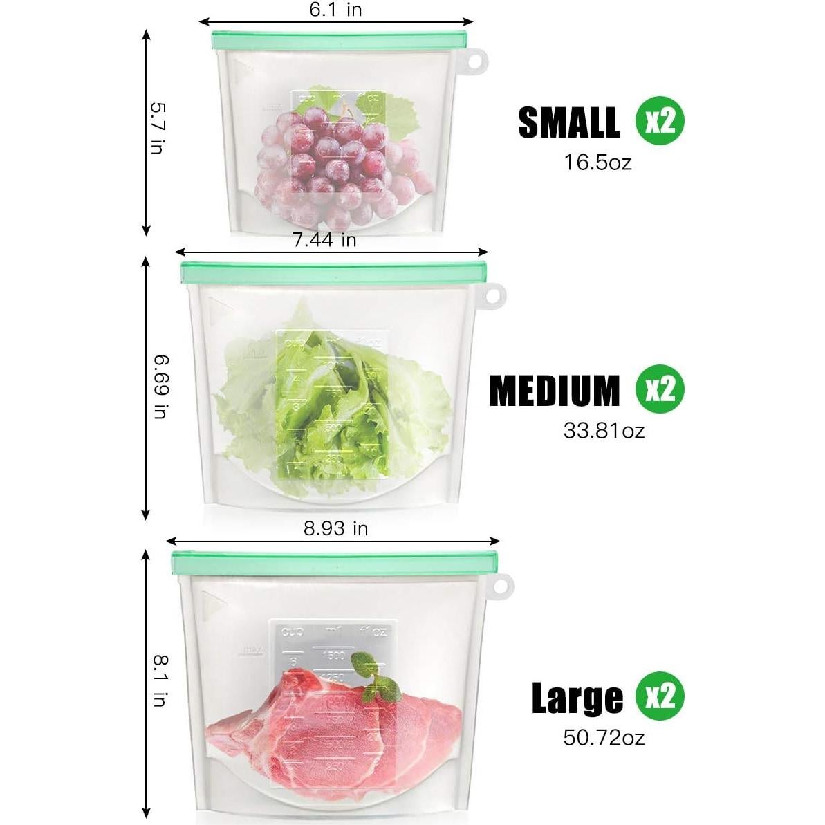 Bolsas de Almacenamiento de Silicona Cadrim 6 Unidades Reutilizables