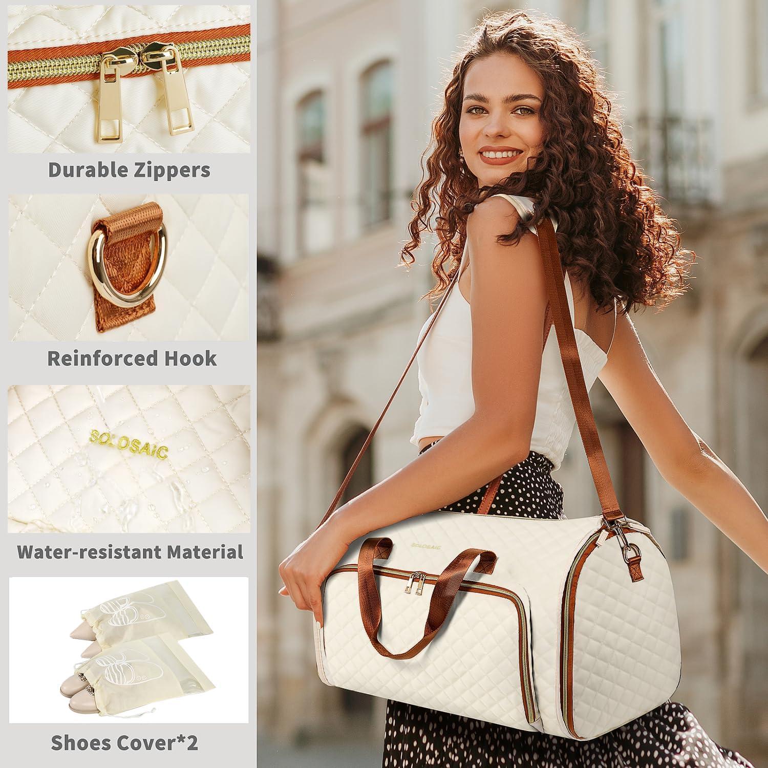 Bolsa de Ropa Convertible SoloSacic 53L Beige con Traje Colgante