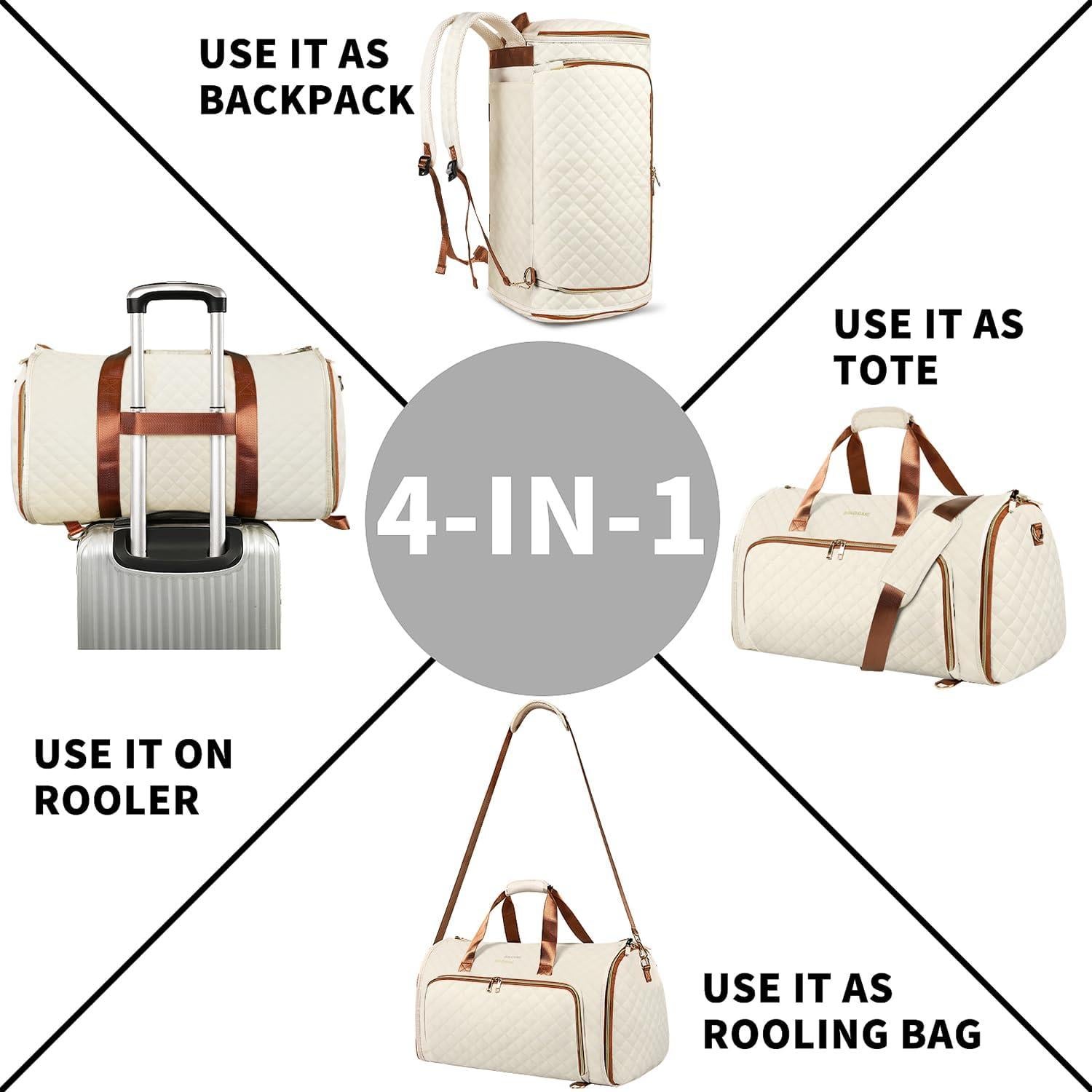 Bolsa de Ropa Convertible SoloSacic 53L Beige con Traje Colgante