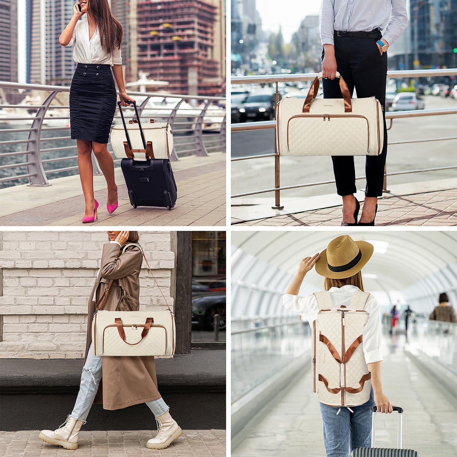 Bolsa de Ropa Convertible SoloSacic 53L Beige con Traje Colgante