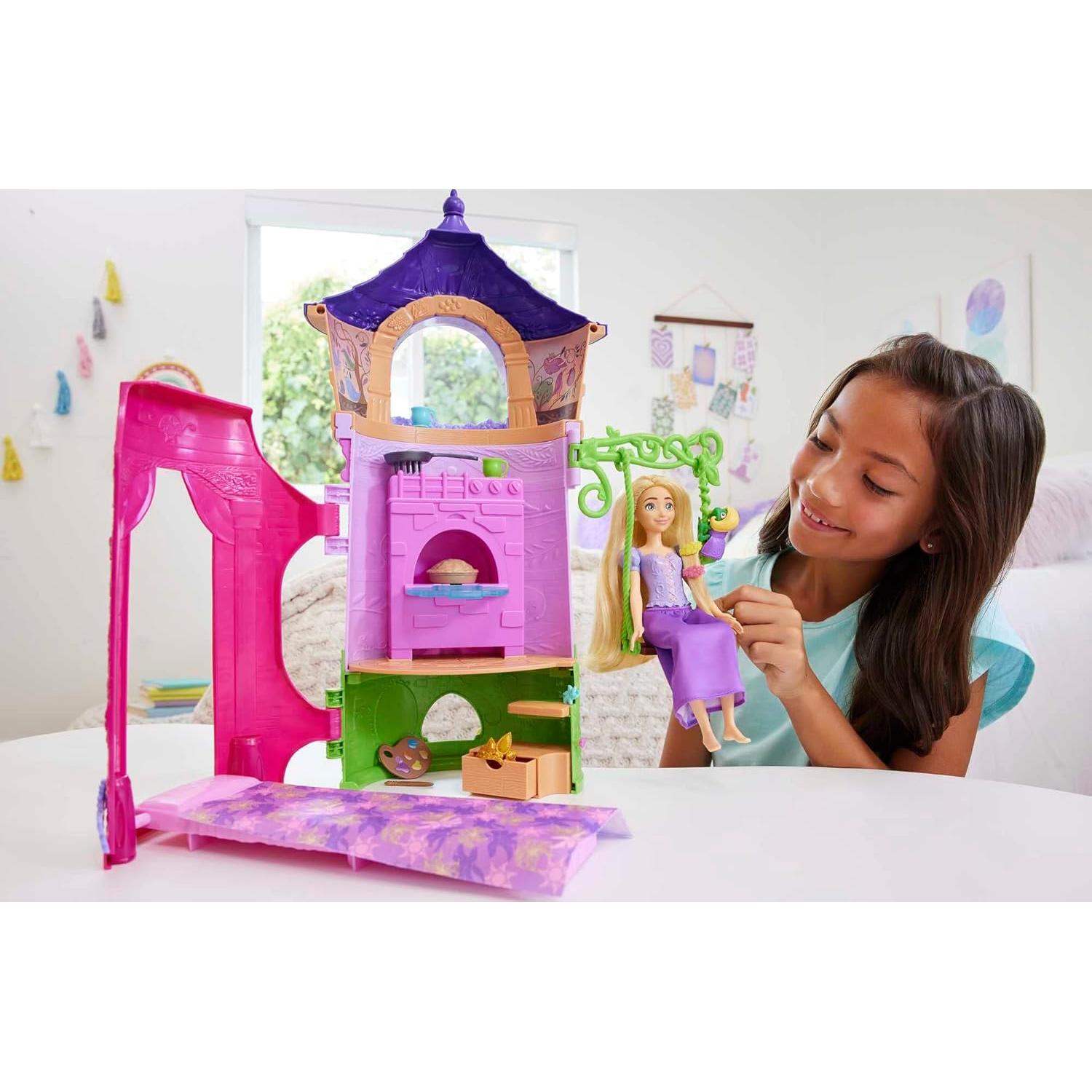 Set de Juego Torre de Rapunzel Disney con Muñeca y 15 Accesorios