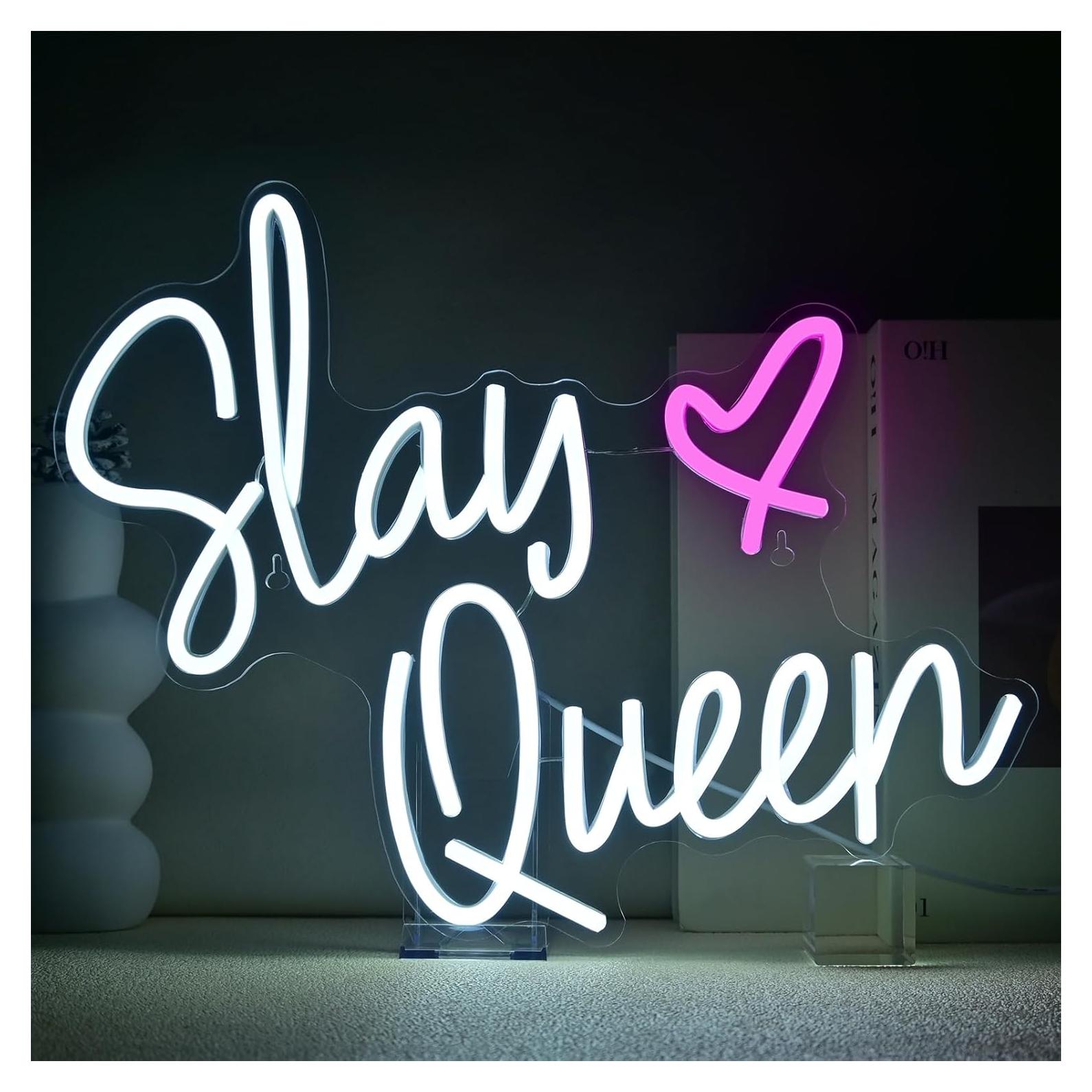 Letrero de Neón Slay Queen LED Rosa 40x32cm Decoración