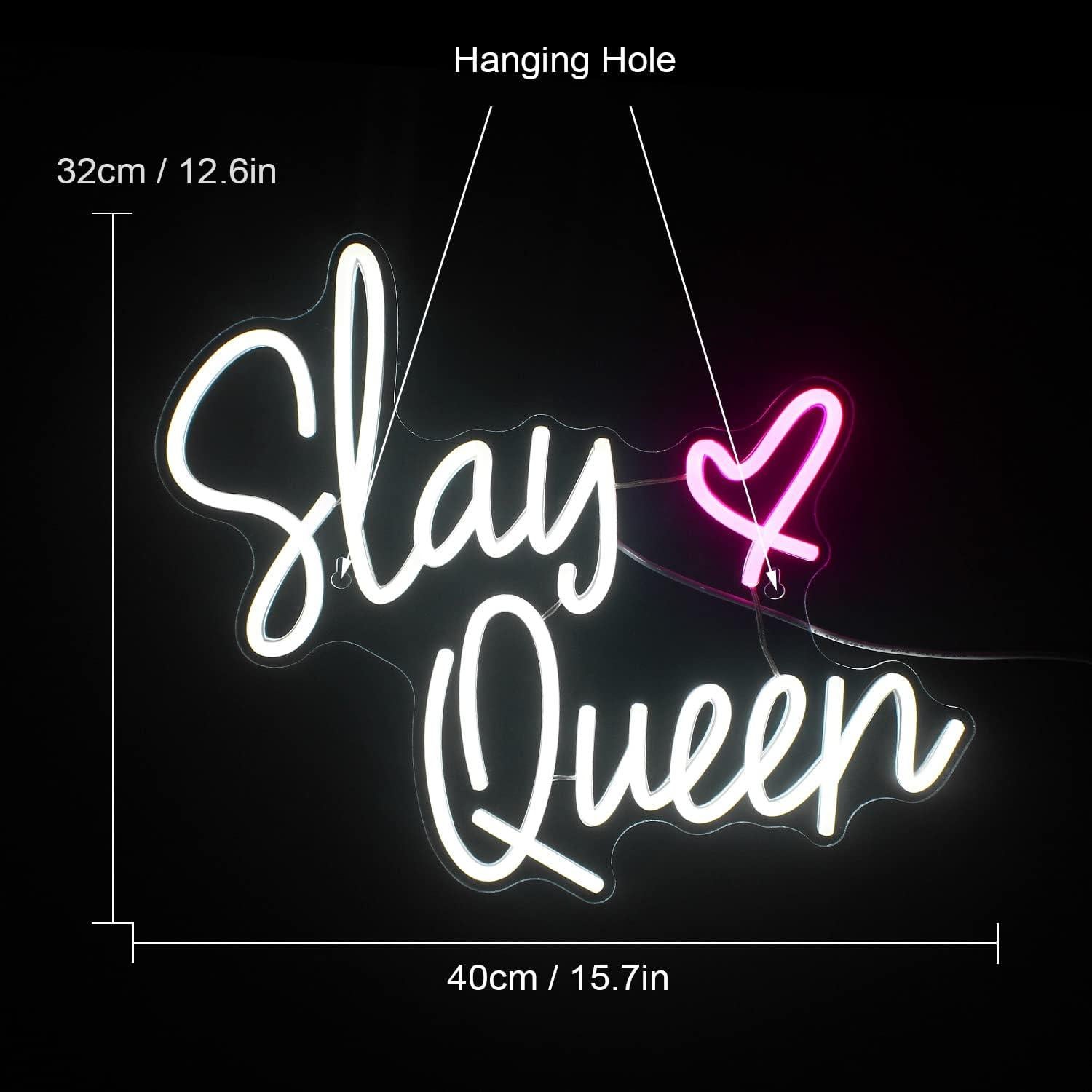Letrero de Neón Slay Queen LED Rosa 40x32cm Decoración