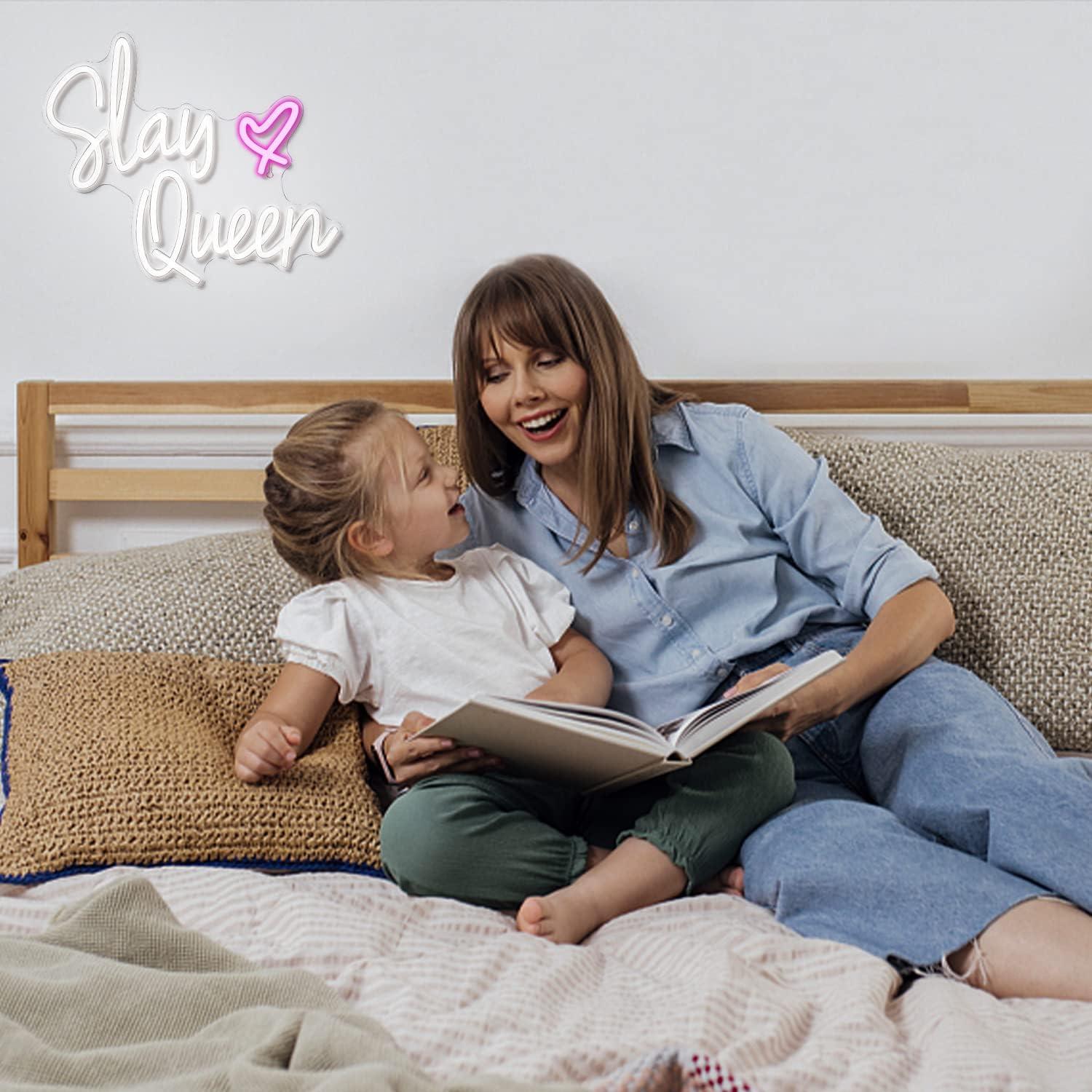Letrero de Neón Slay Queen LED Rosa 40x32cm Decoración