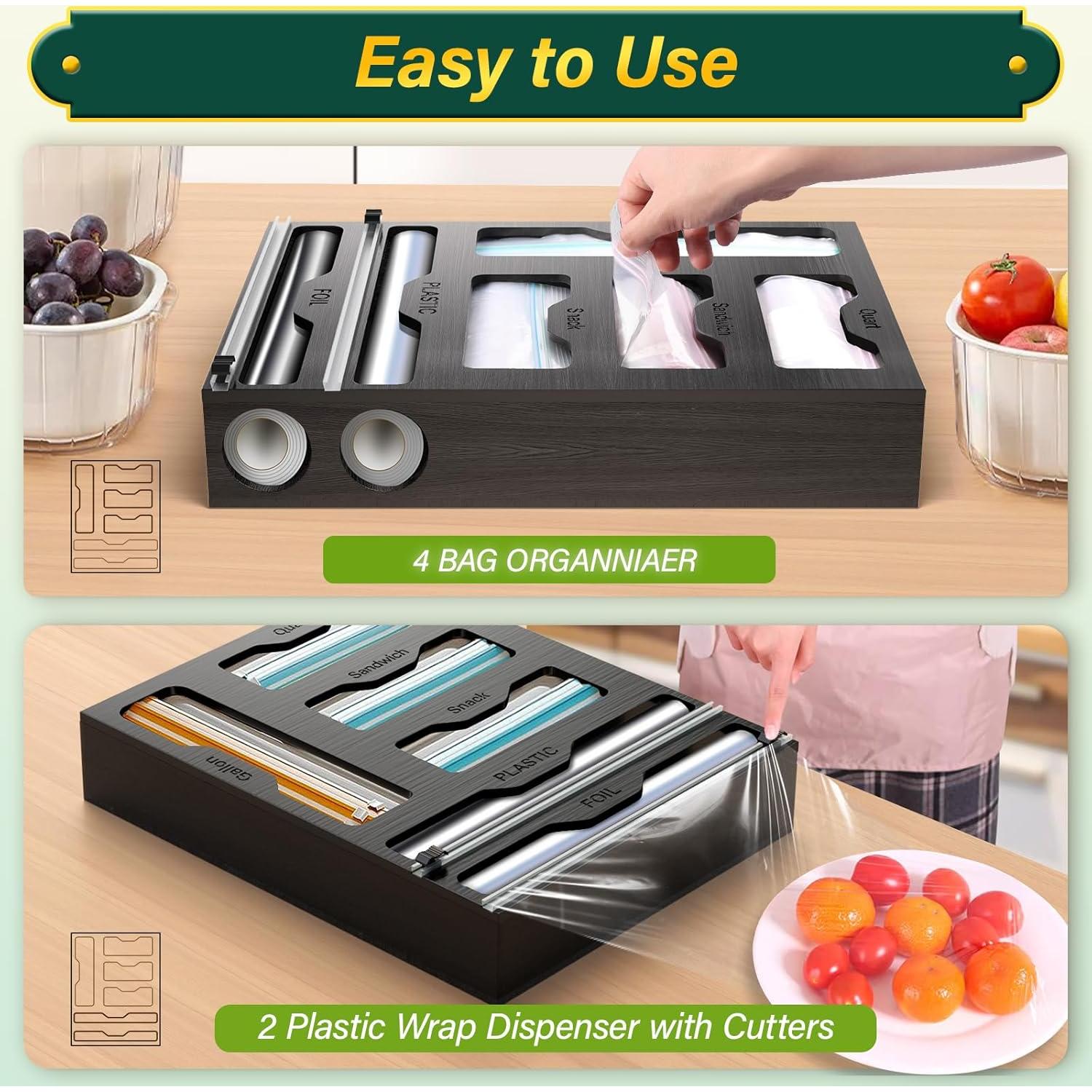 Organizador de Bolsas 6 en 1 KOCWELL de Bambú con Cortadores