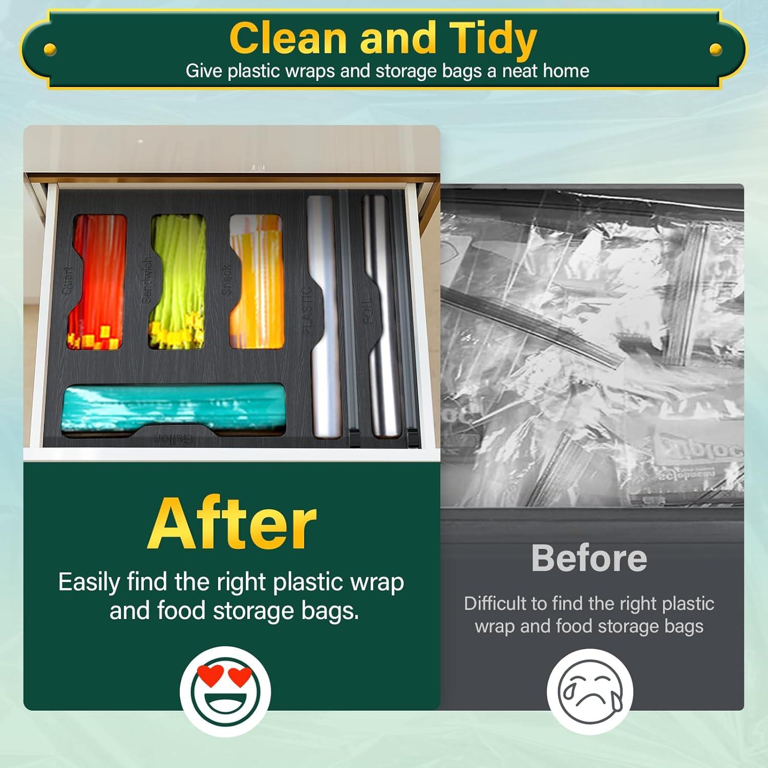 Organizador de Bolsas 6 en 1 KOCWELL de Bambú con Cortadores