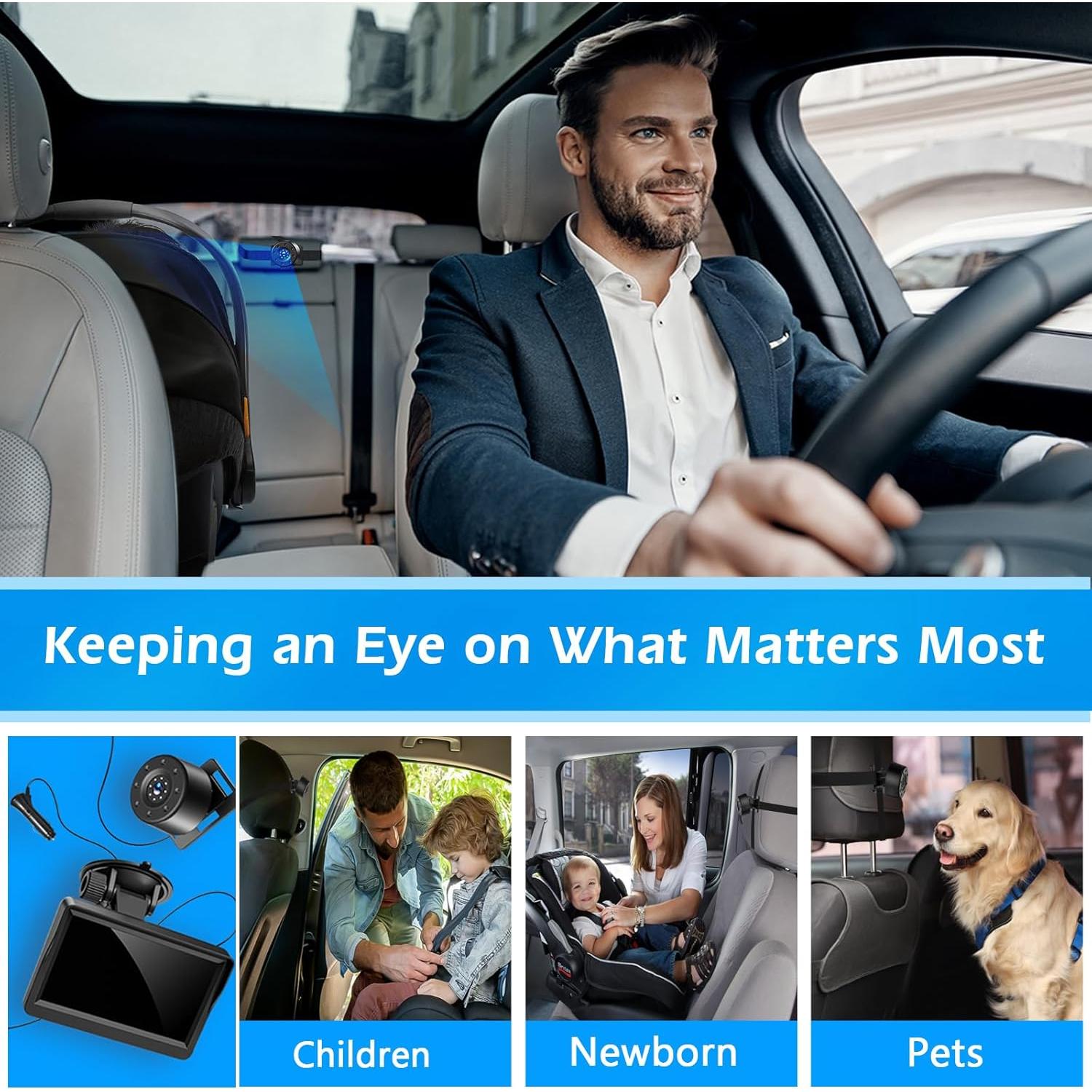 Cámara de Auto NewHail X430L 4.3" HD Infrarroja para Bebés