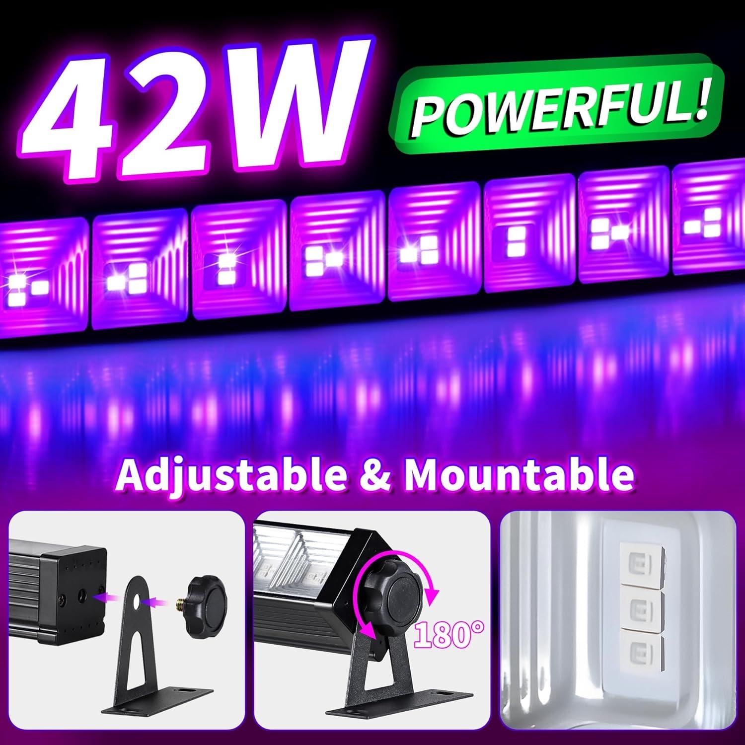 Barra de Luz Negra LED 42W JNGMAIR - Paquete de 2, 1.83m