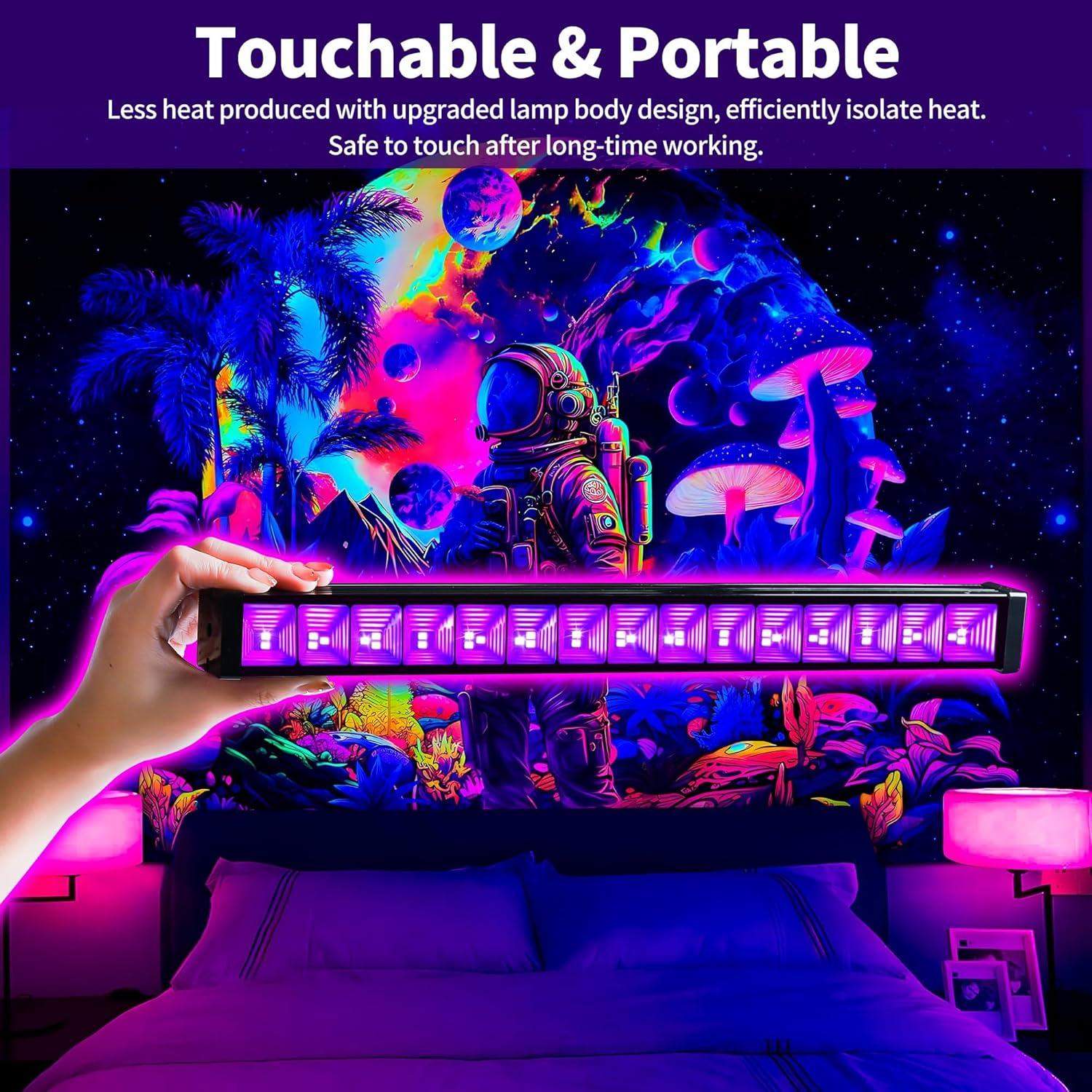 Barra de Luz Negra LED 42W JNGMAIR - Paquete de 2, 1.83m