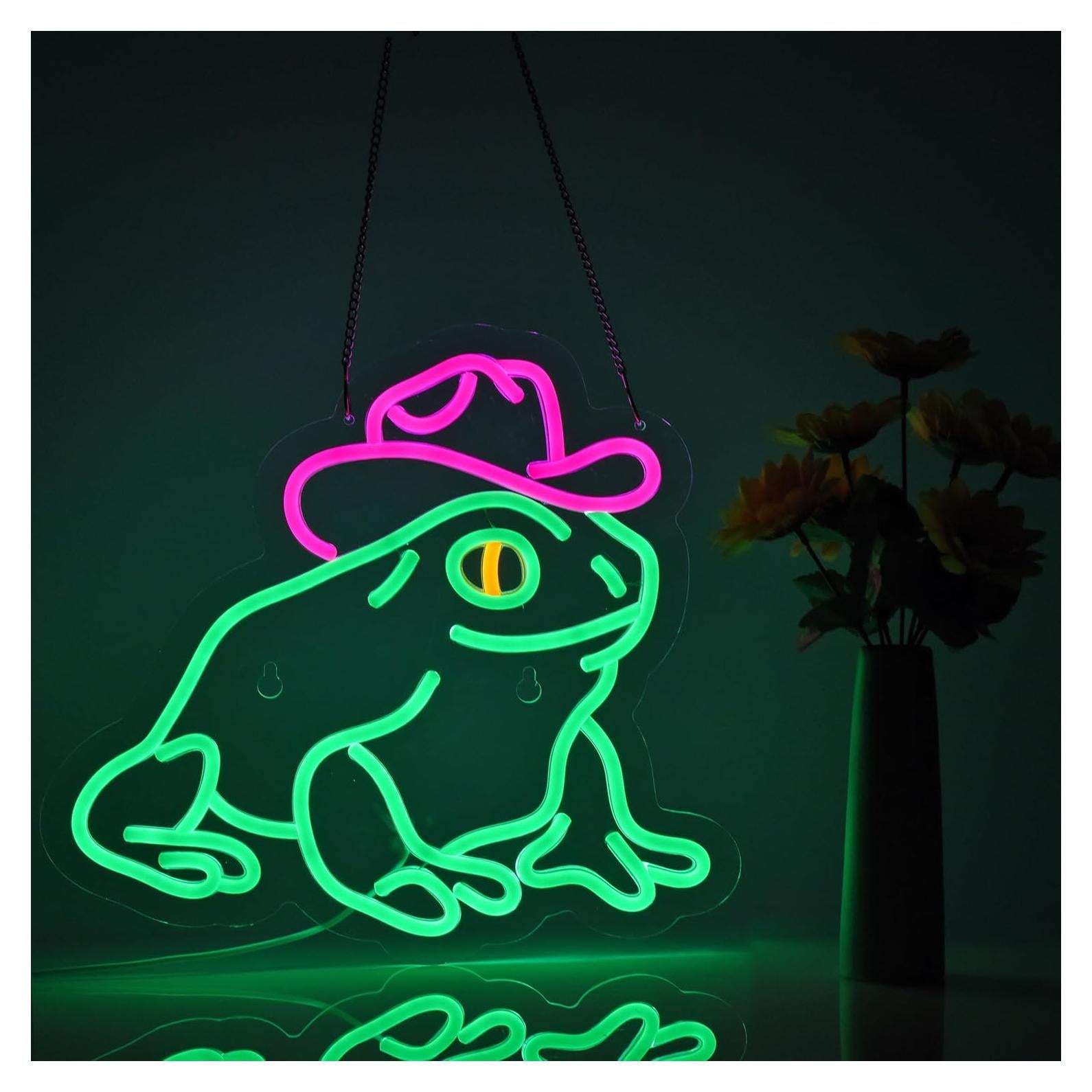 Luz de Neón Sombrero Vaquero Rana HONE LED USB 35.6x33 cm