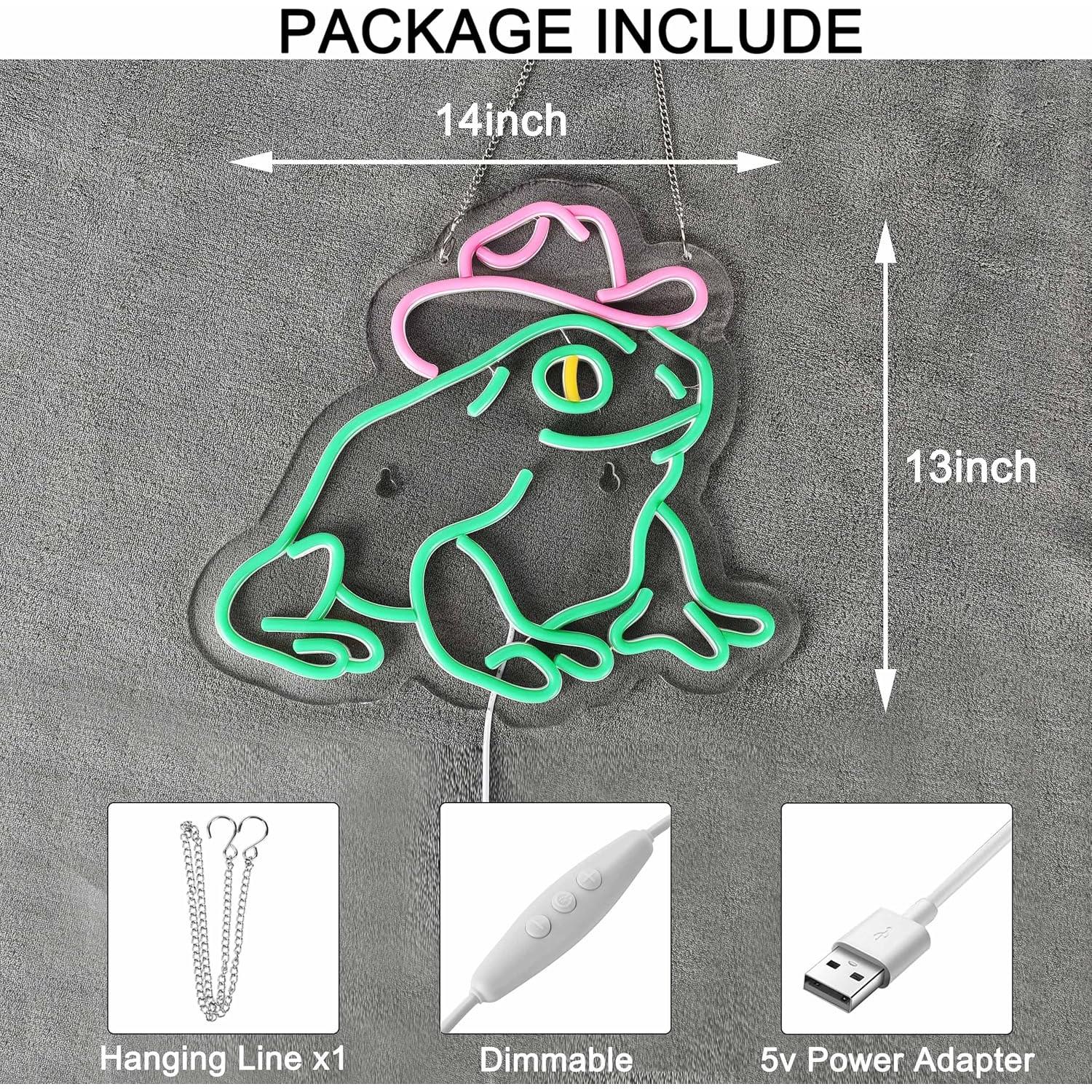 Luz de Neón Sombrero Vaquero Rana HONE LED USB 35.6x33 cm