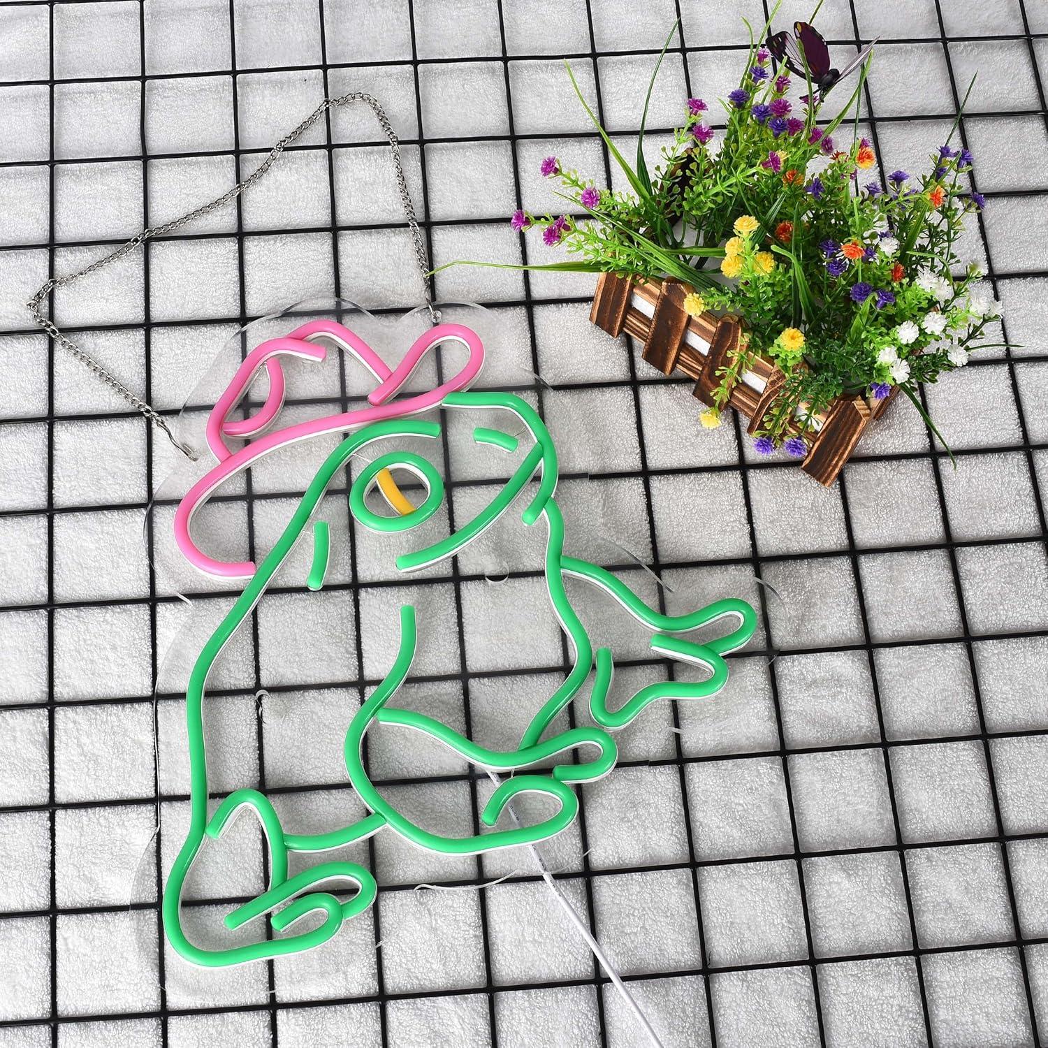 Luz de Neón Sombrero Vaquero Rana HONE LED USB 35.6x33 cm