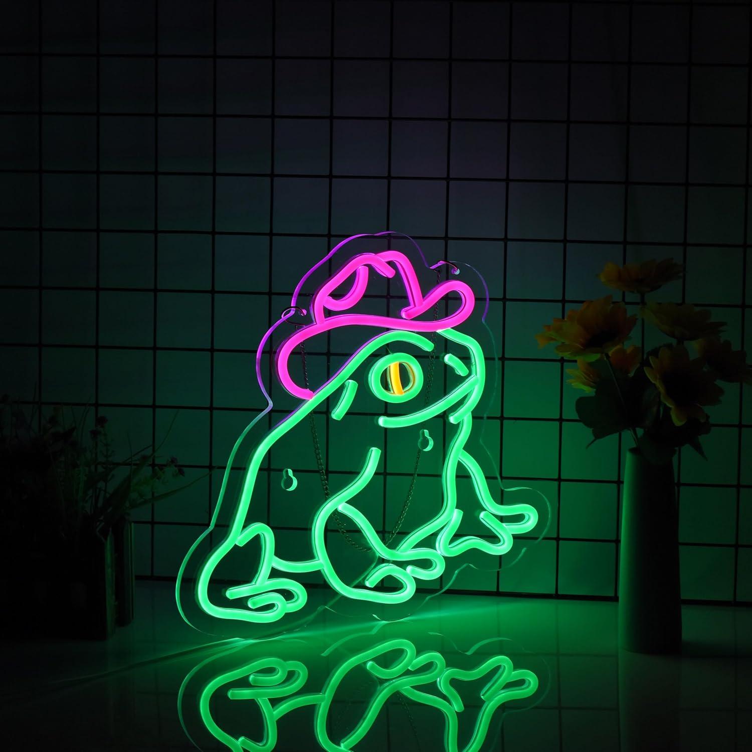 Luz de Neón Sombrero Vaquero Rana HONE LED USB 35.6x33 cm