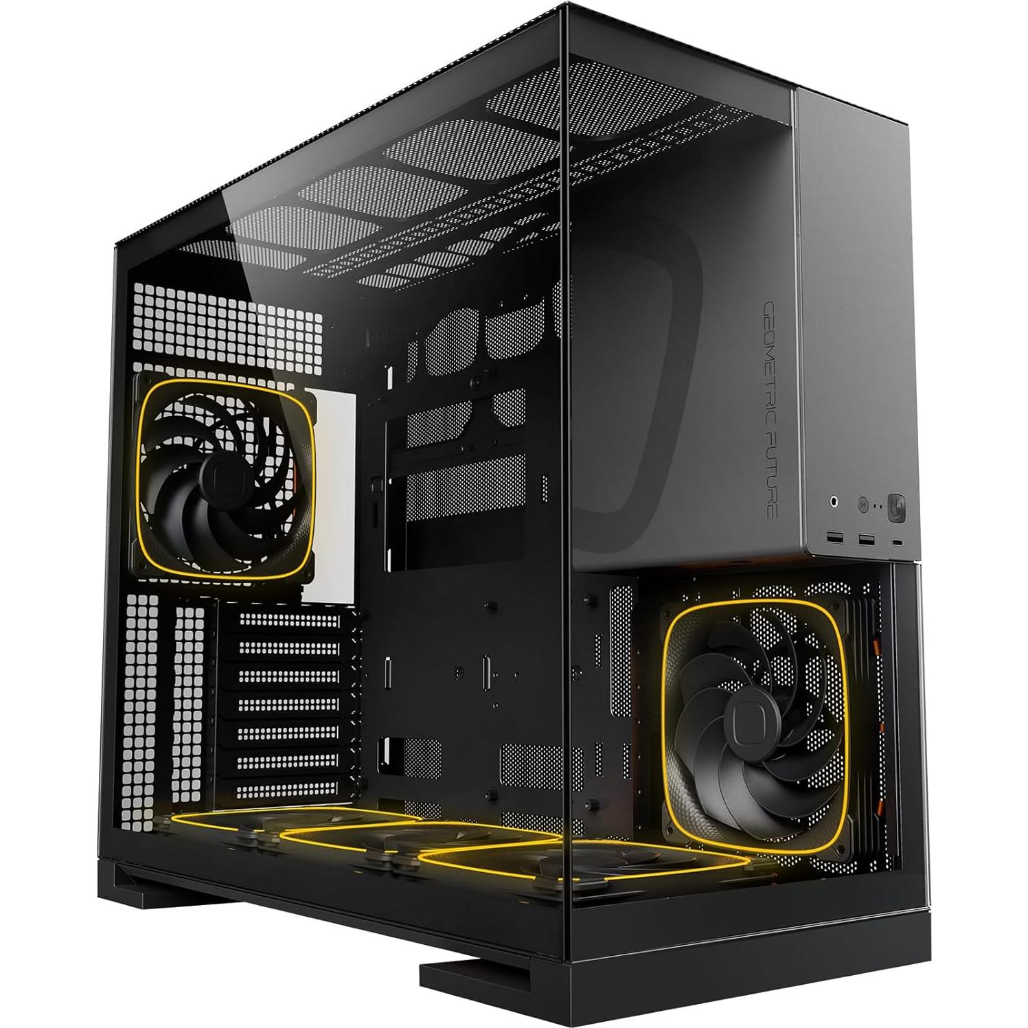 Caja de Juego M5 Futuro Geométrico E-ATX Vidrio Templado 140mm