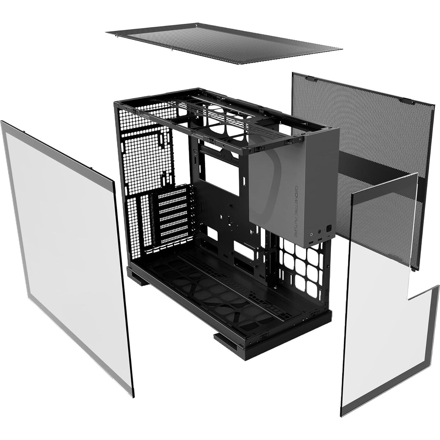 Caja de Juego M5 Futuro Geométrico E-ATX Vidrio Templado 140mm