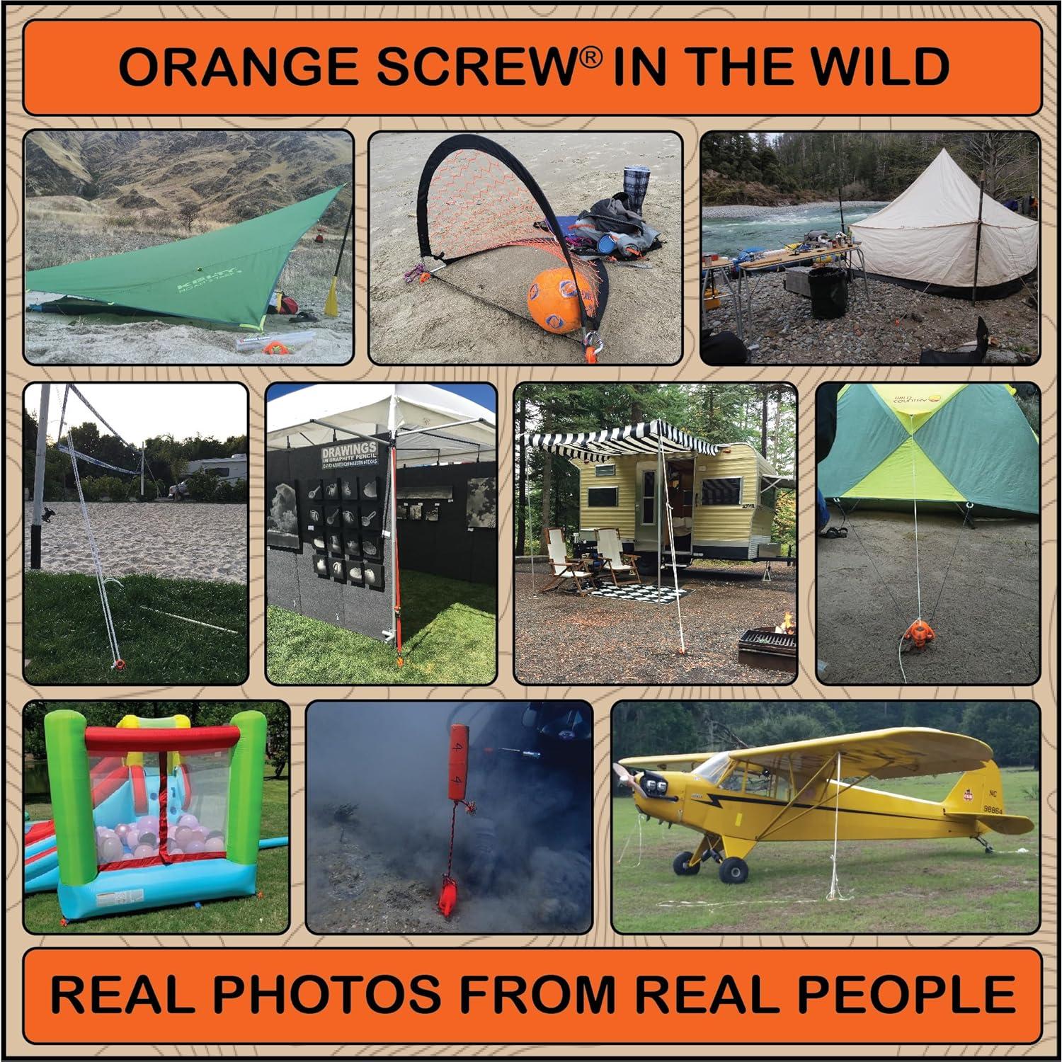 Anclajes de Tierra Orange Screw 4 Piezas para Tienda - Alta Resistencia