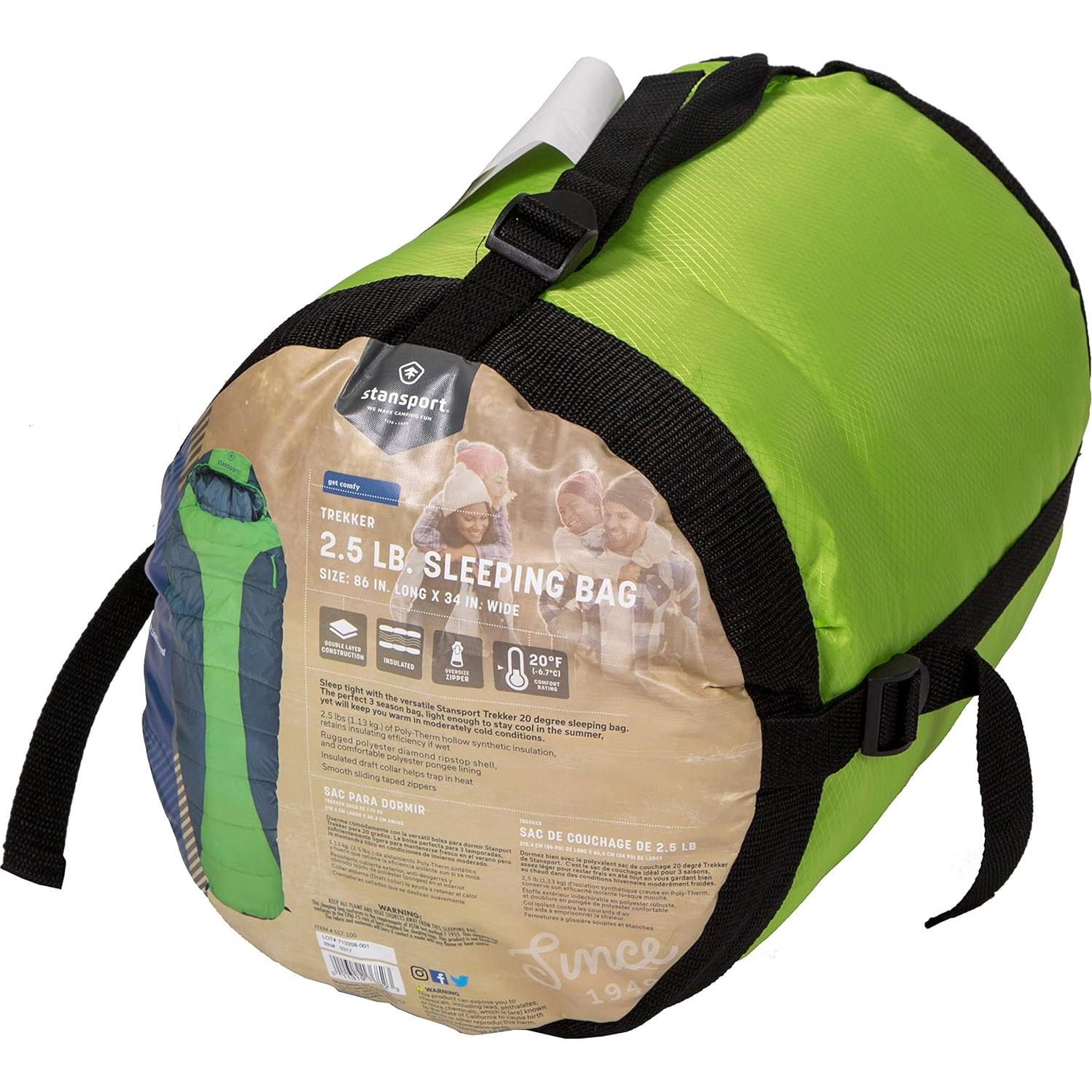 Saco de Dormir Tipo Momia Stansport TREKKER 218x86 cm Verde