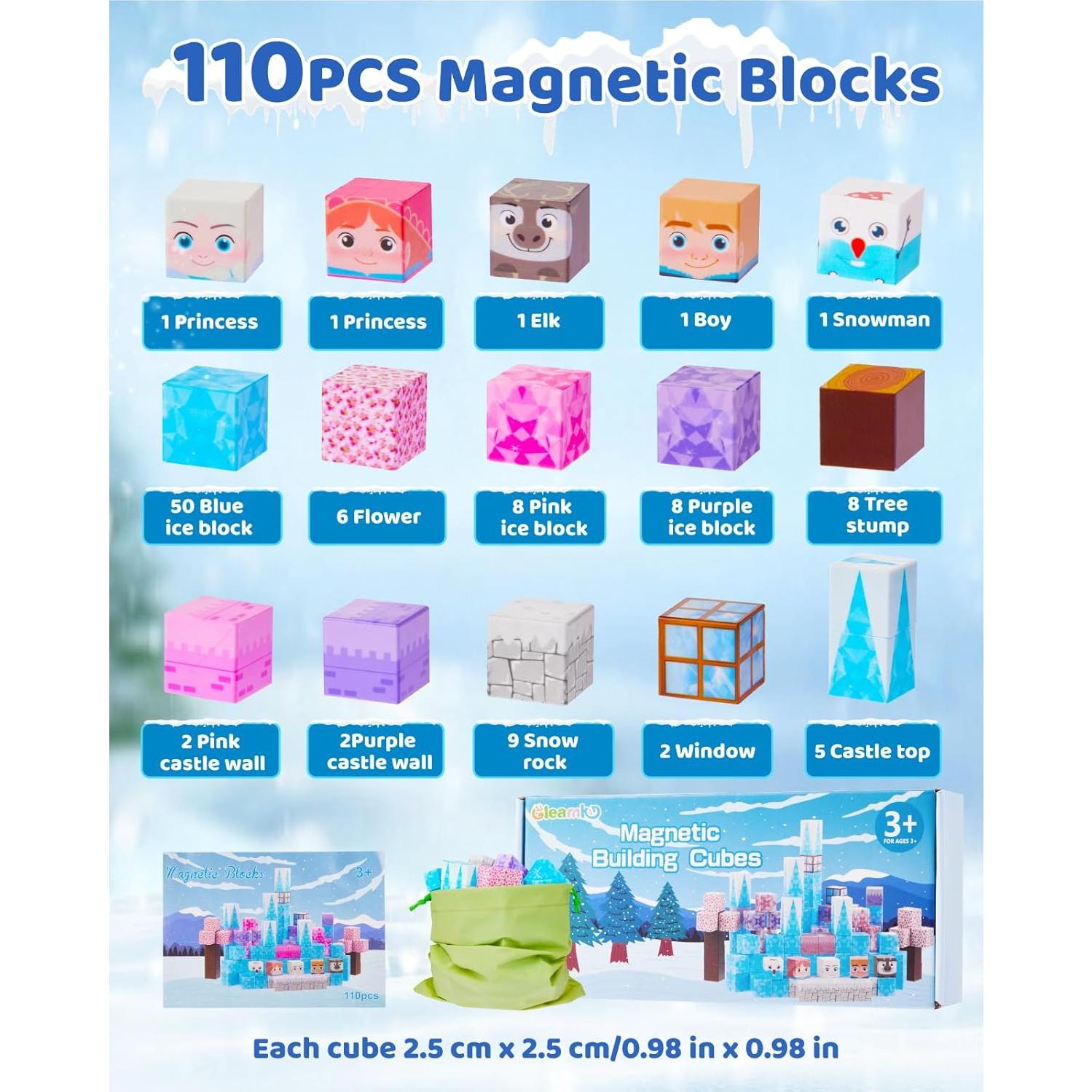 Bloques Magnéticos Gleamkid 110 Piezas Princesa Mágica 3-9 Años