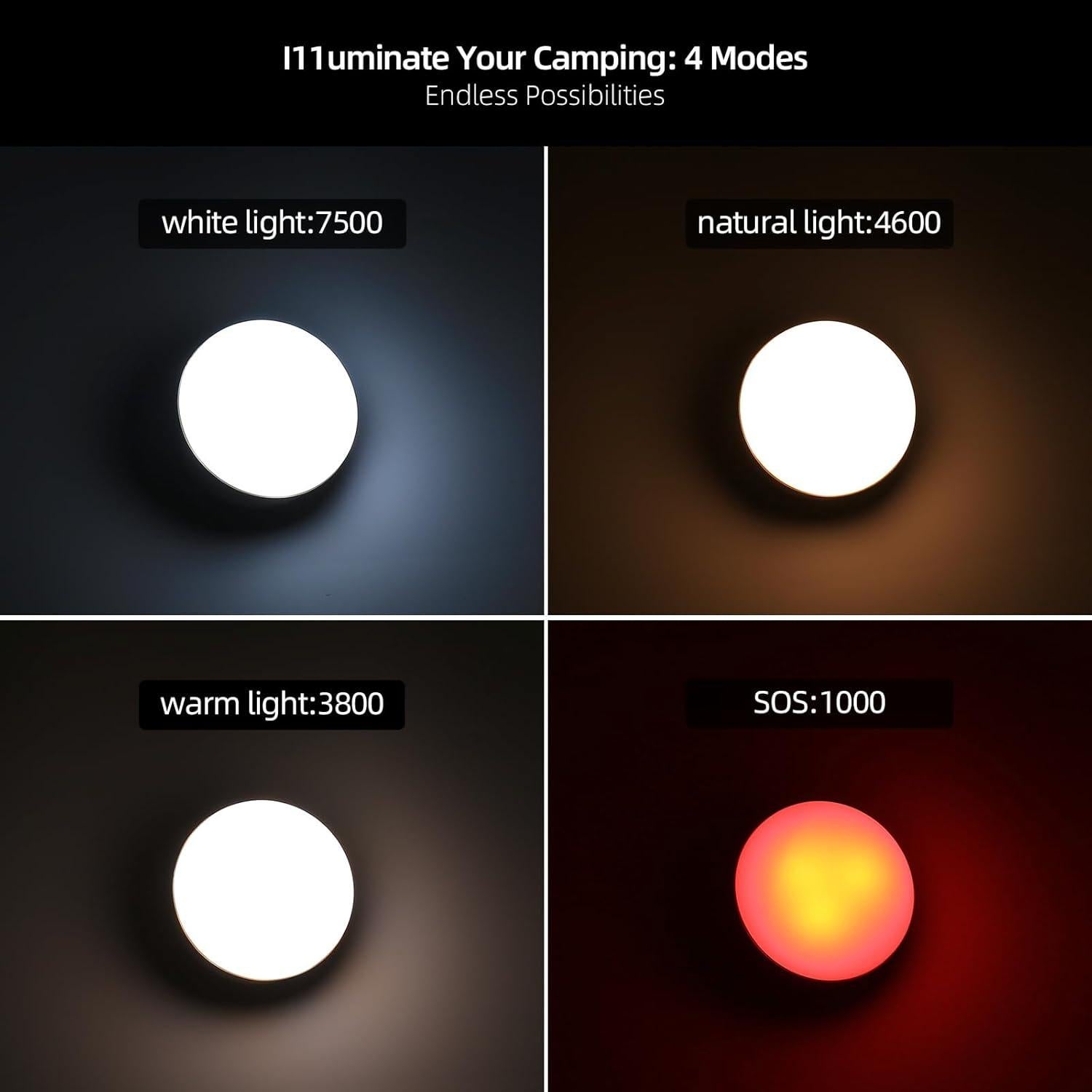 Luz LED Camping Amkulop L3-G, 4 Modos, Base Magnética, Verde