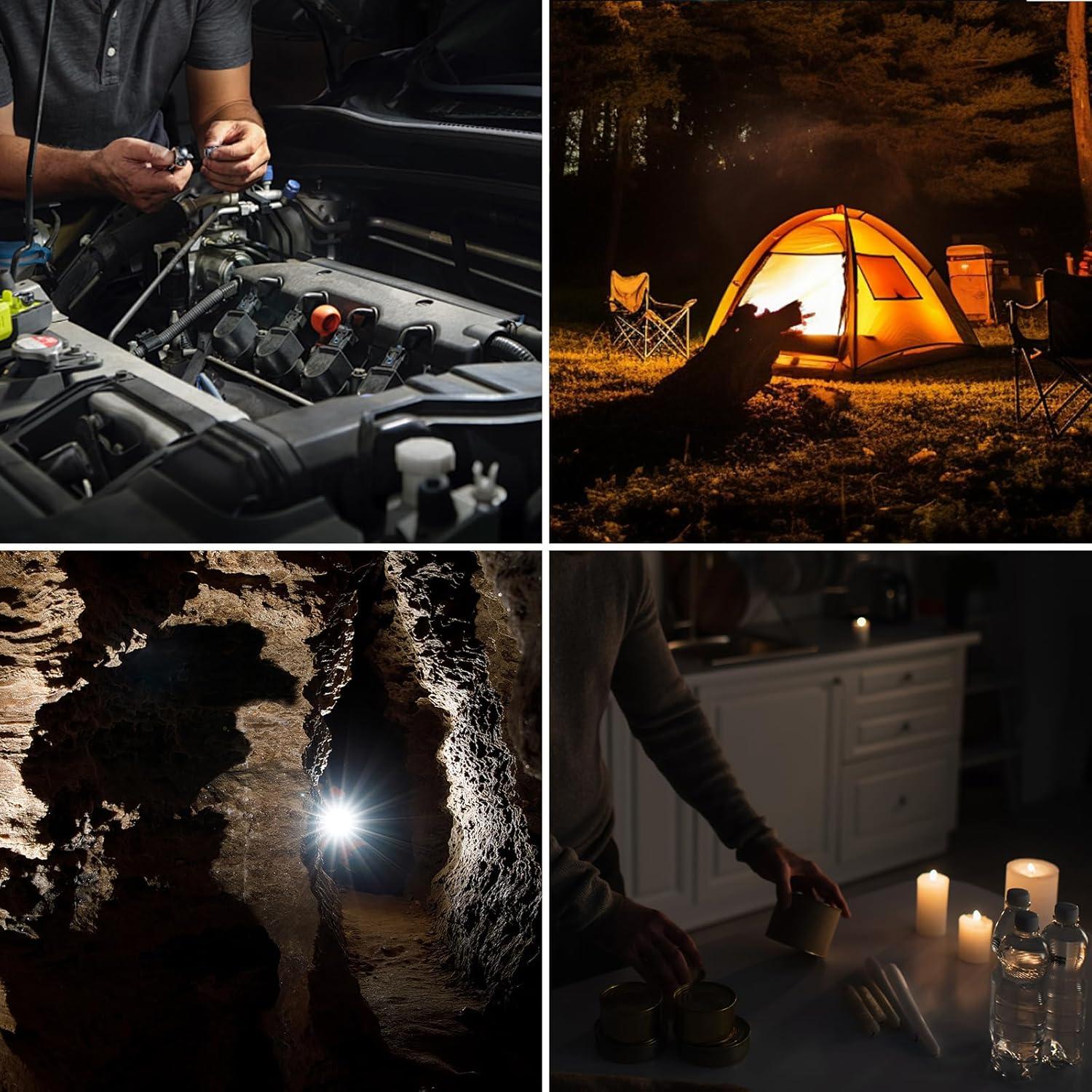 Luz LED Camping Amkulop L3-G, 4 Modos, Base Magnética, Verde