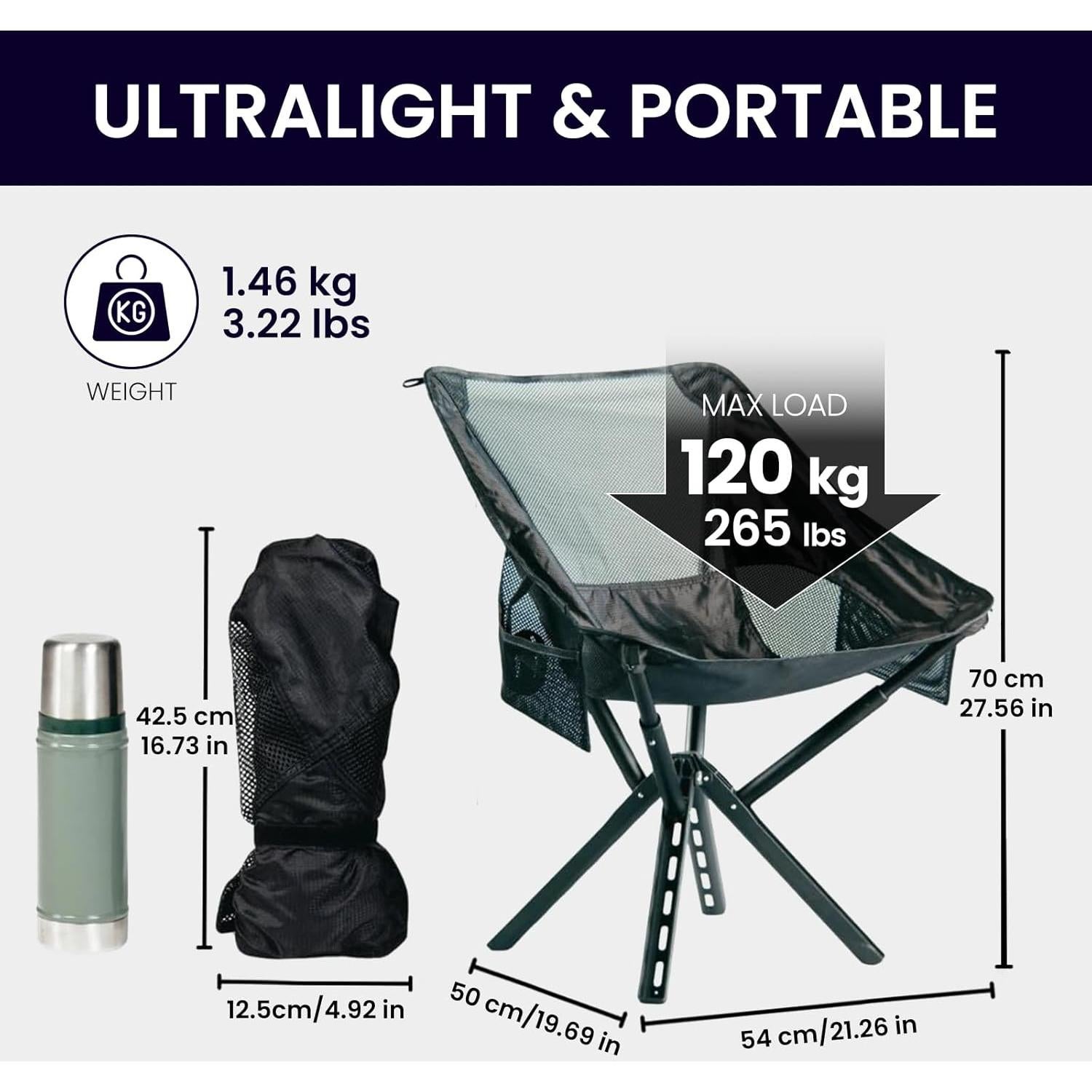 Silla de Mochila Ultra Ligera Sitpack Campster 2.0 Negra 120kg