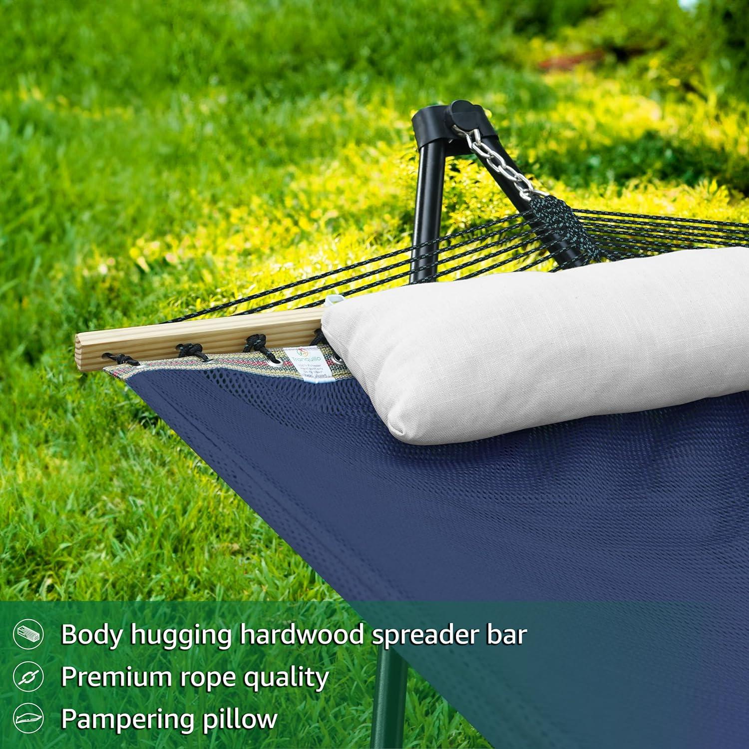 Tranquillo Unity Adjustable Hammock Stand, Hammocks Stands for The Garden, 800 lbs Capacity Steel Double Hammock Stand for 2 Persons, Premium Pre-Assembled Stand (Steel, Aegean)