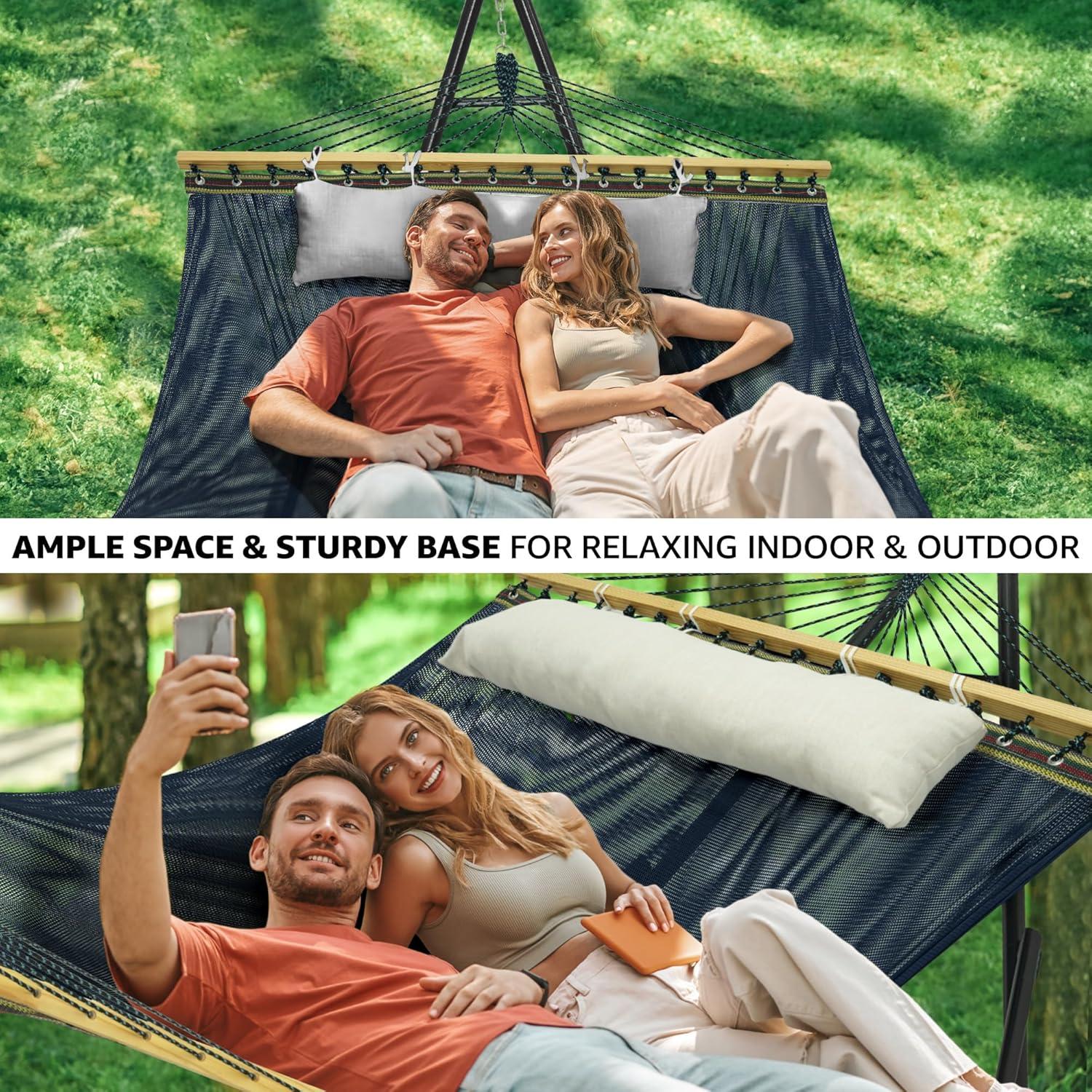 Tranquillo Unity Adjustable Hammock Stand, Hammocks Stands for The Garden, 800 lbs Capacity Steel Double Hammock Stand for 2 Persons, Premium Pre-Assembled Stand (Steel, Aegean)