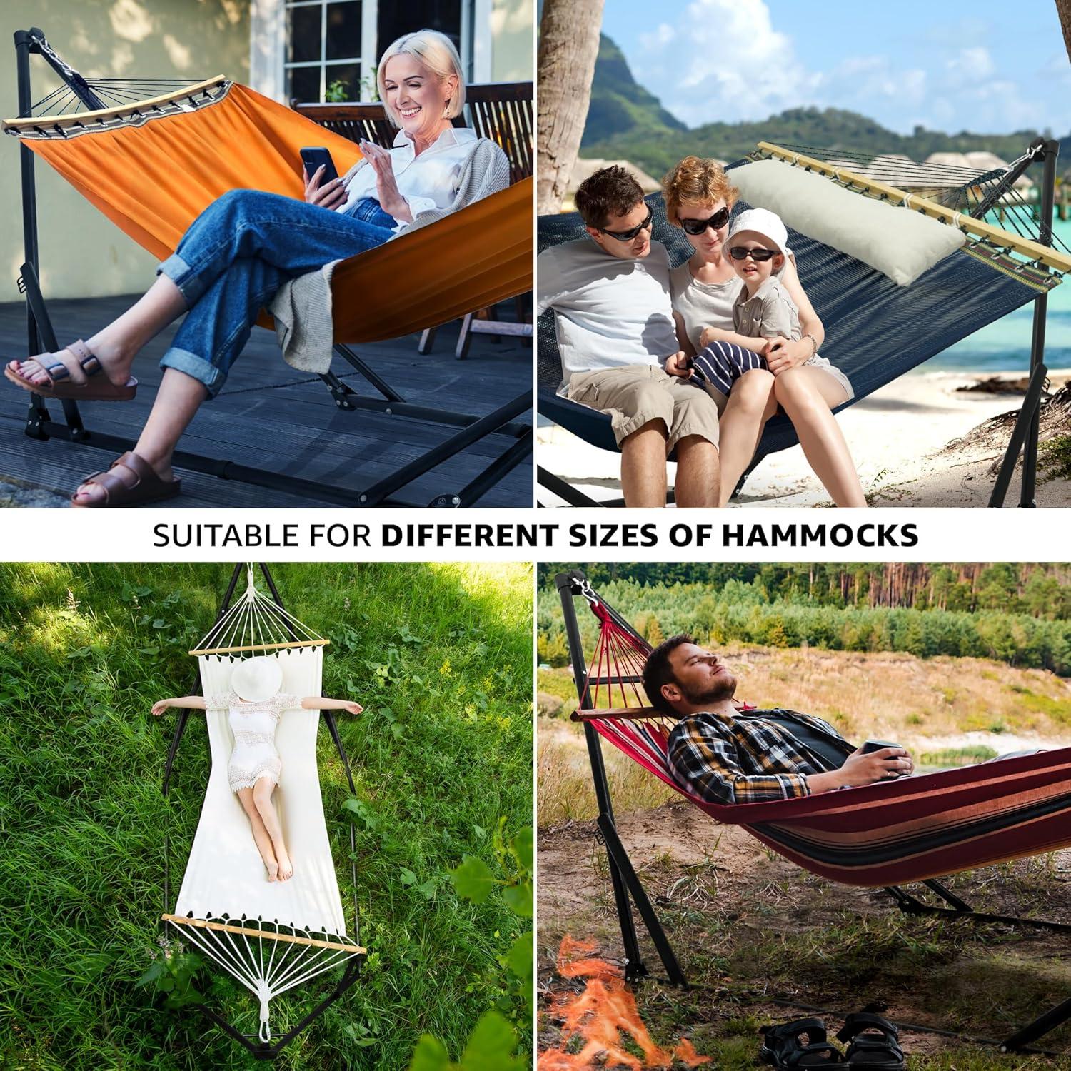 Tranquillo Unity Adjustable Hammock Stand, Hammocks Stands for The Garden, 800 lbs Capacity Steel Double Hammock Stand for 2 Persons, Premium Pre-Assembled Stand (Steel, Aegean)