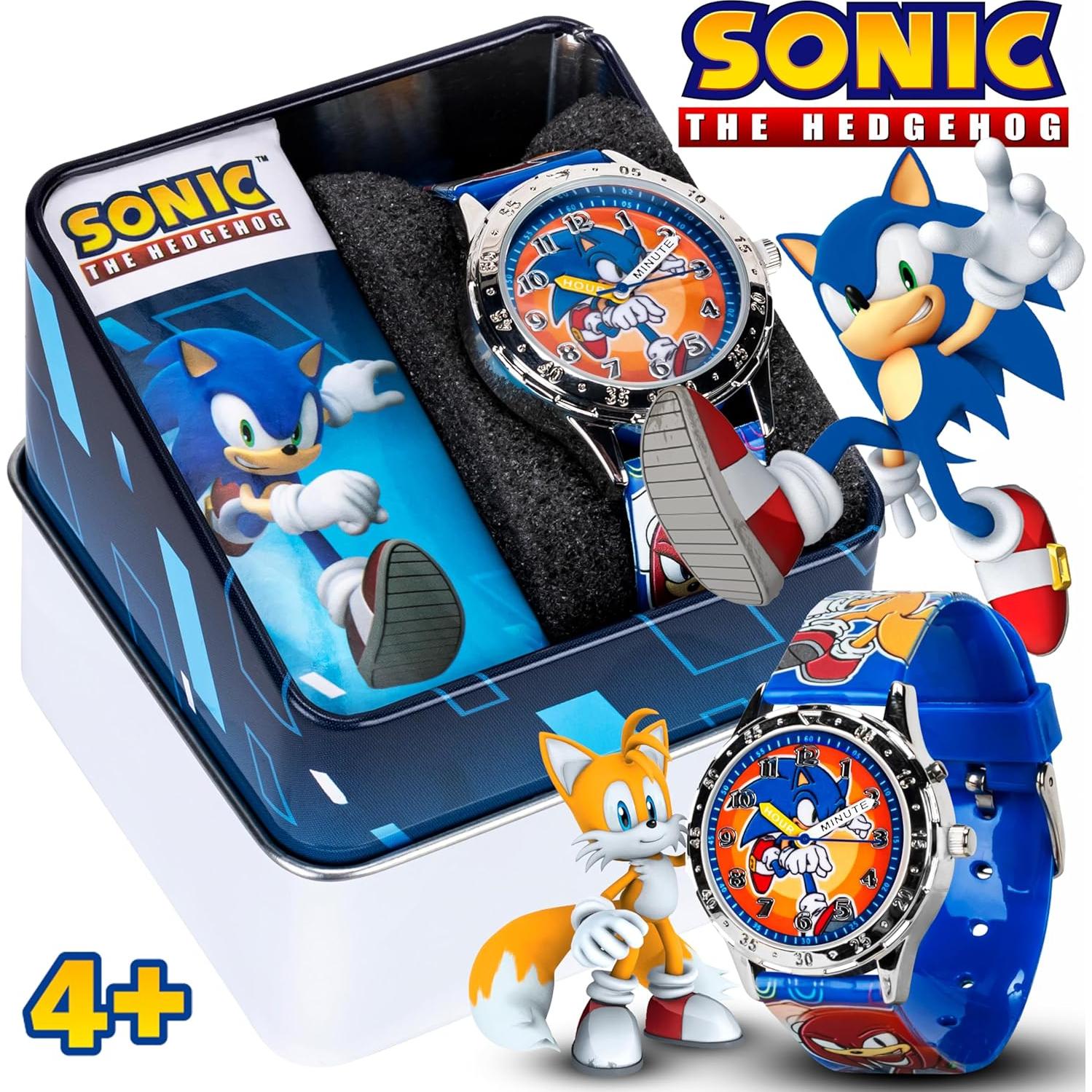 Sonic The Hedgehog Kids' Analog Watch - Colorful Dial with Sonic, Tails, and Knuckles, Durable Blue Strap, Perfect for Young Gamers