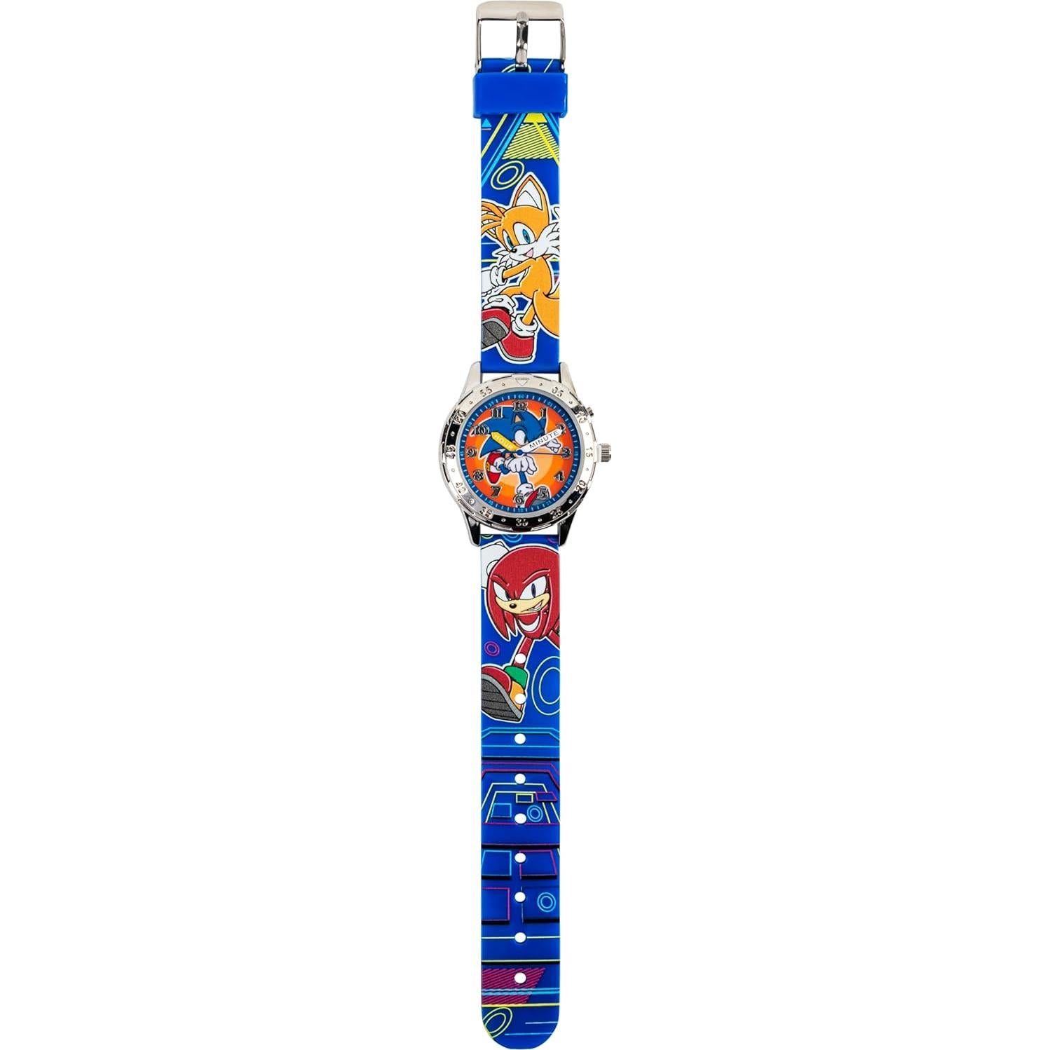 Sonic The Hedgehog Kids' Analog Watch - Colorful Dial with Sonic, Tails, and Knuckles, Durable Blue Strap, Perfect for Young Gamers