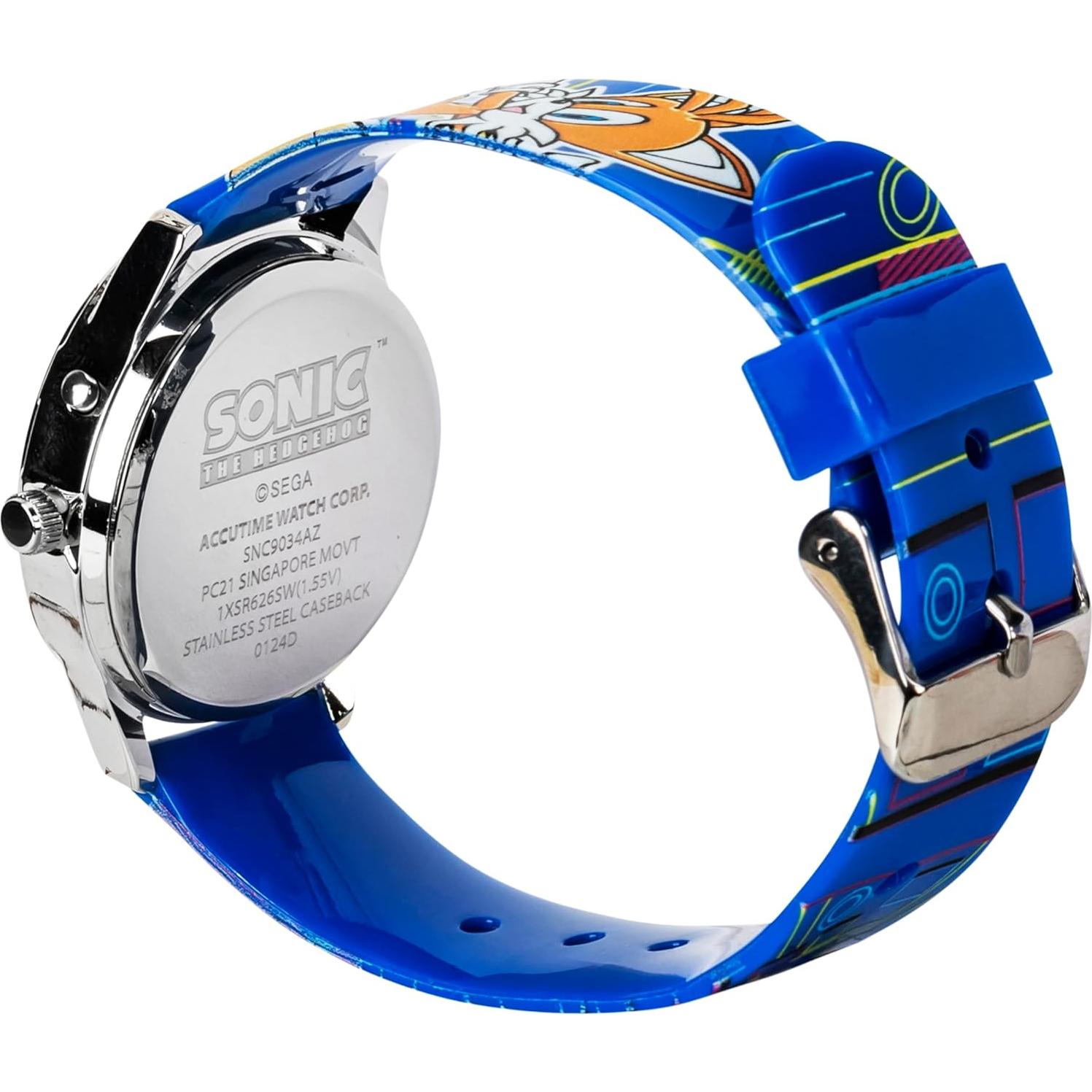 Sonic The Hedgehog Kids' Analog Watch - Colorful Dial with Sonic, Tails, and Knuckles, Durable Blue Strap, Perfect for Young Gamers