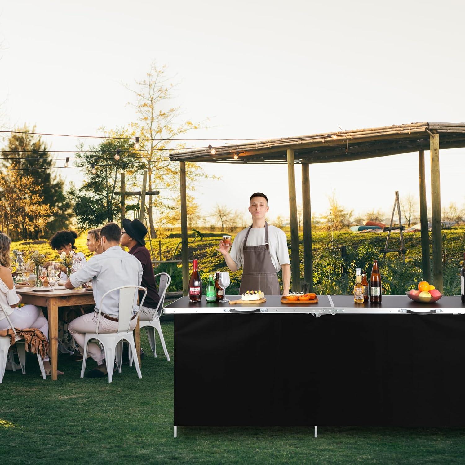 Mesa de Bar Plegable REDCAMP 208.3x38.1cm Negra para Eventos