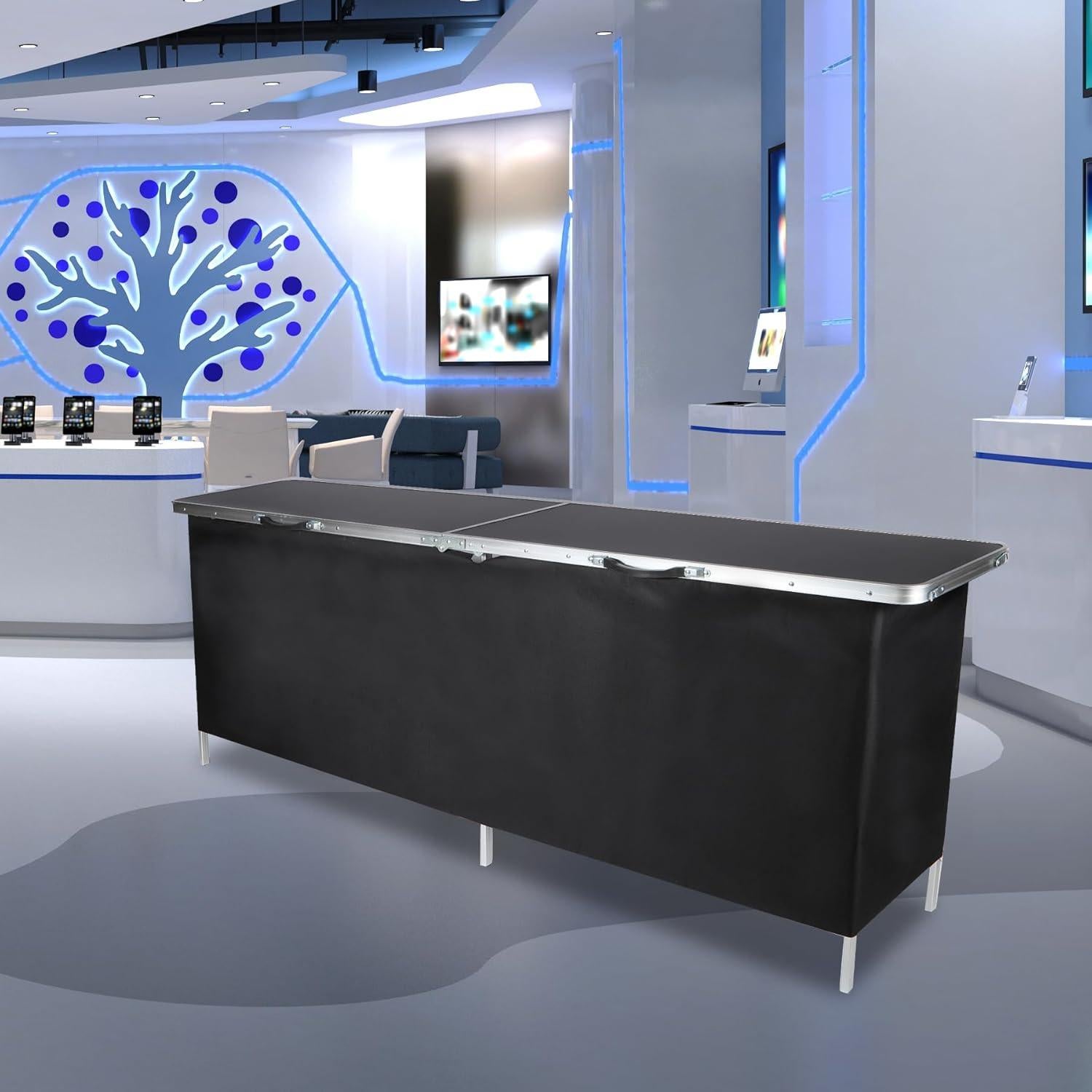 Mesa de Bar Plegable REDCAMP 208.3x38.1cm Negra para Eventos