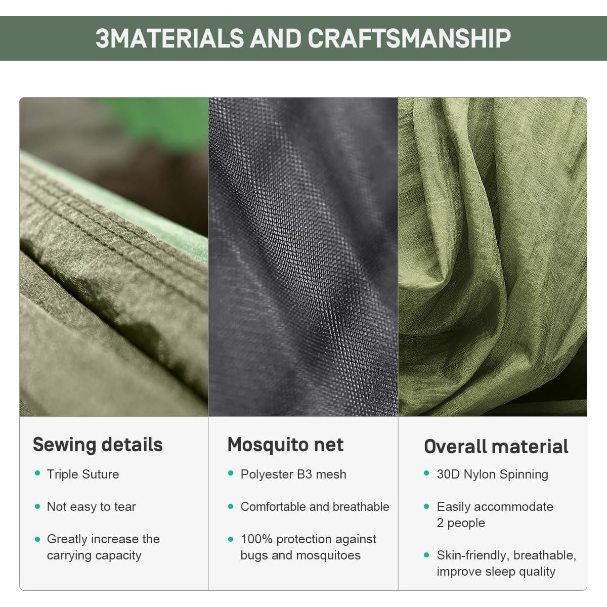 Hamaca de Camping ETROL con Red para Mosquitos 292x142cm