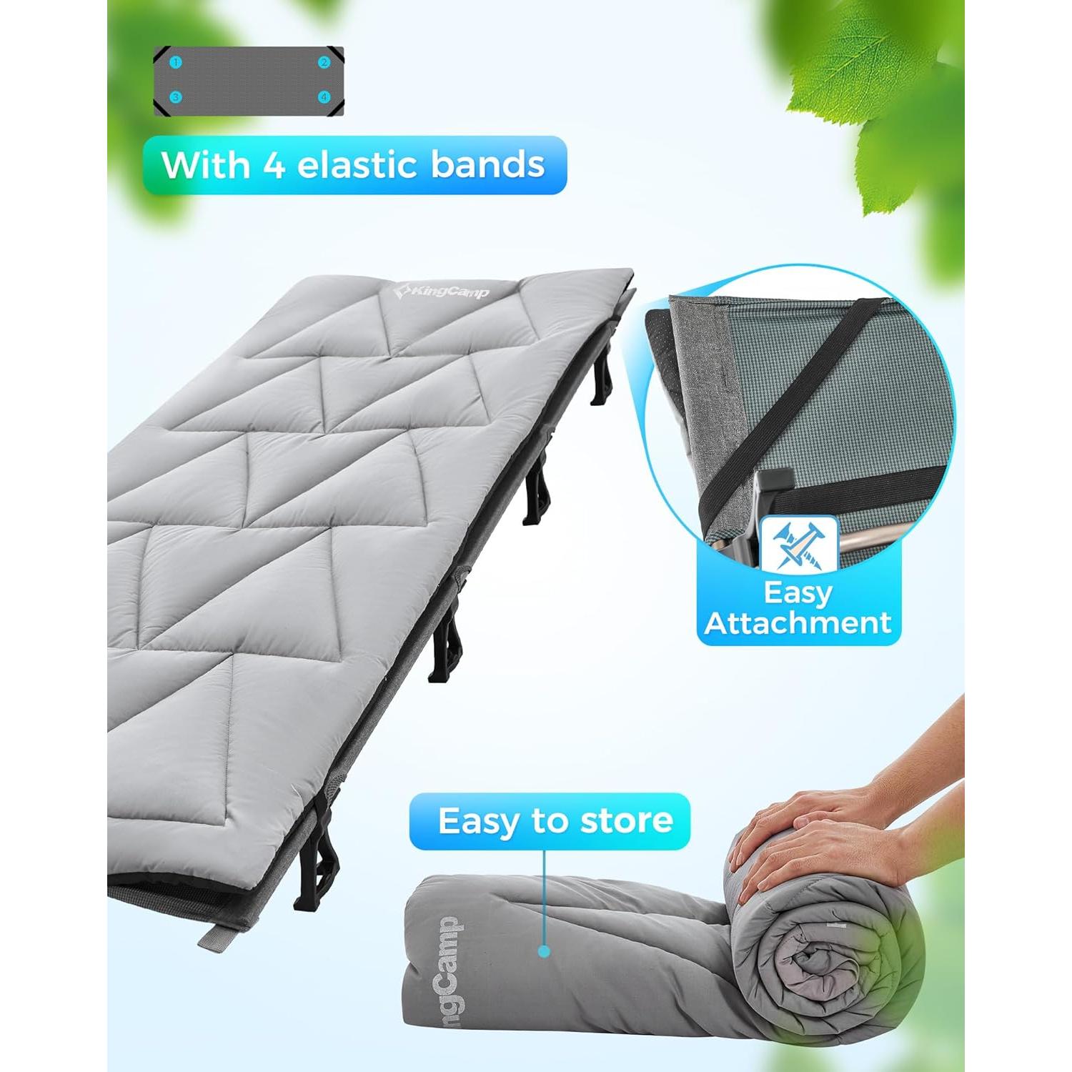 Colchón de Camping KingCamp 190.5x64 cm Ligero y Suave