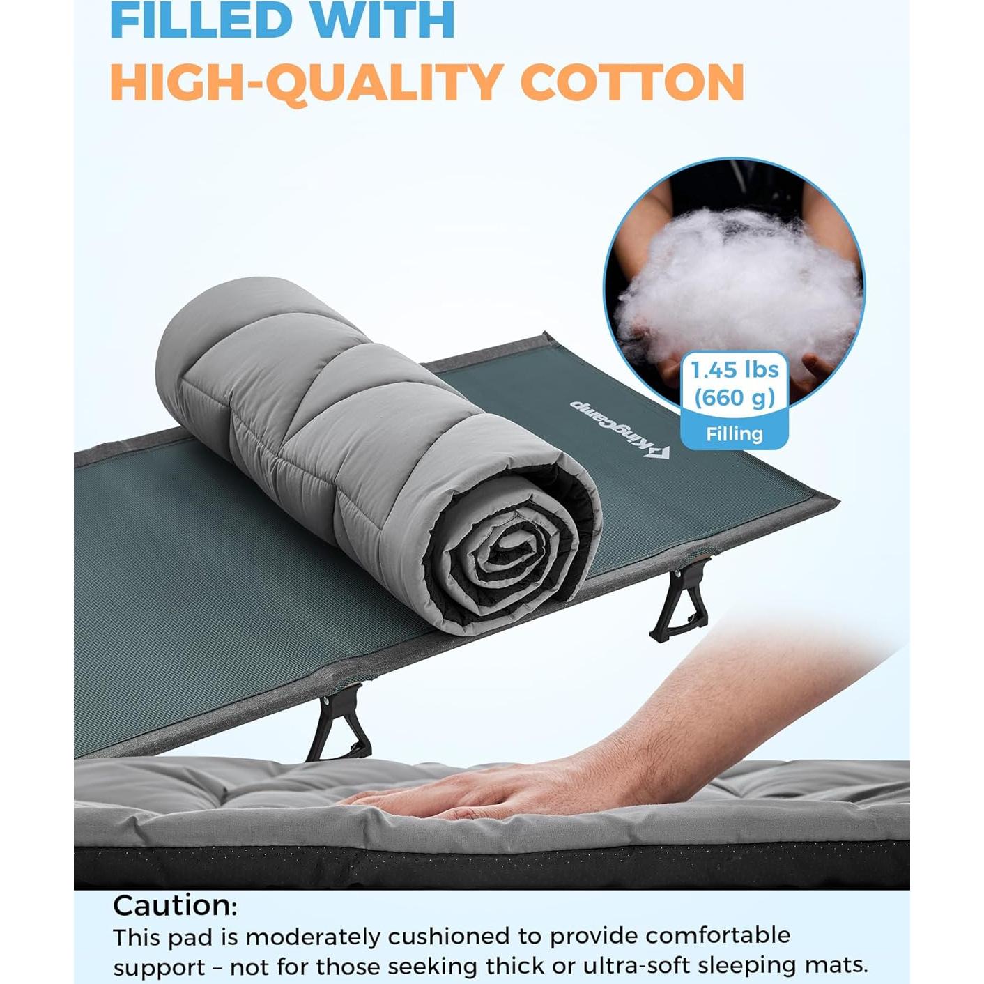 Colchón de Camping KingCamp 190.5x64 cm Ligero y Suave