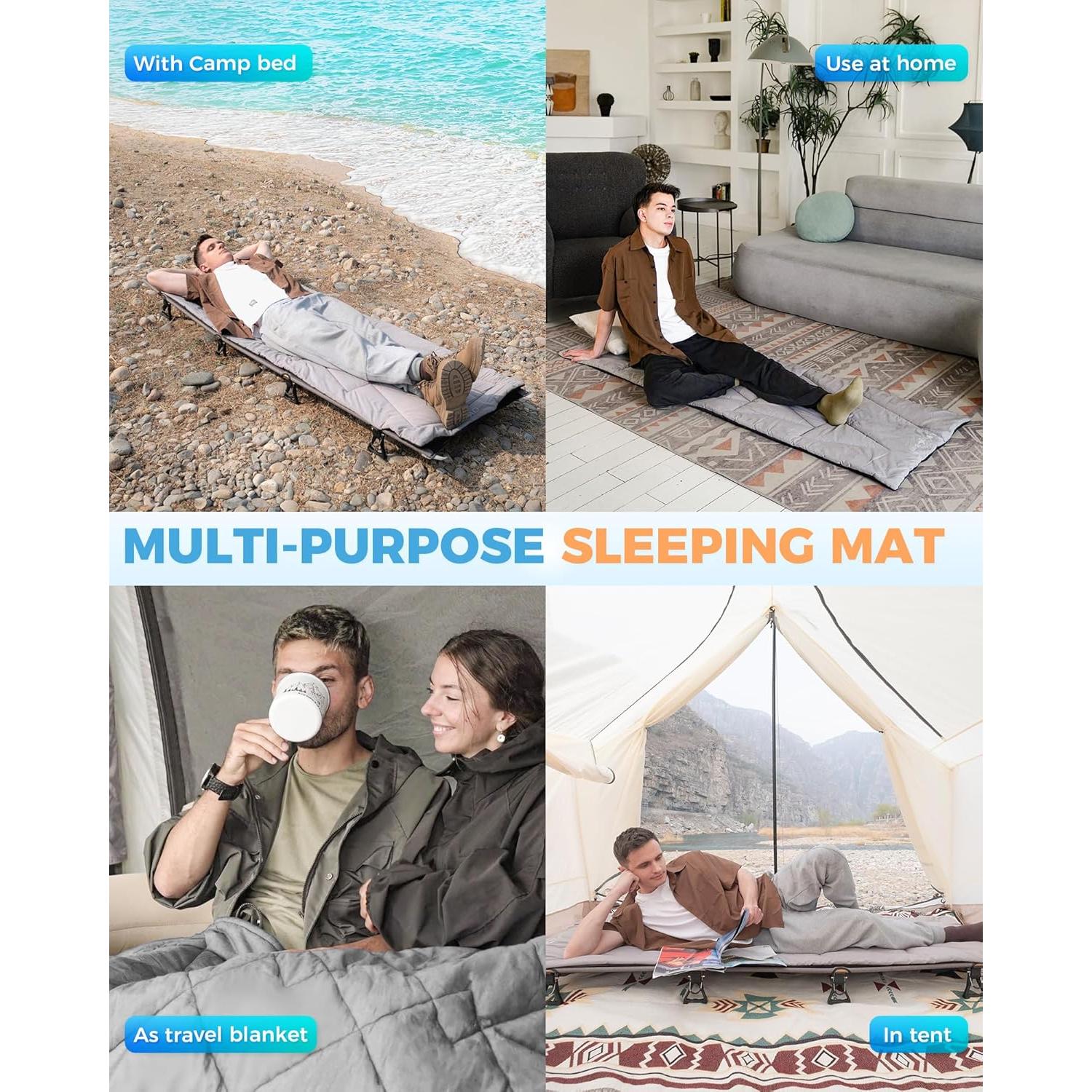 Colchón de Camping KingCamp 190.5x64 cm Ligero y Suave