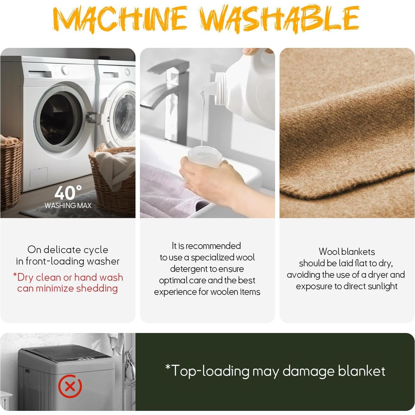 Merino Wool Blend Camping Blanket Ultra Warm, Moisture Wicking, Portable Outdoor Blanket for Camping, RV Trips, Adventures, Picnic, Bushcraft Survival Kits, Large 86"x62"