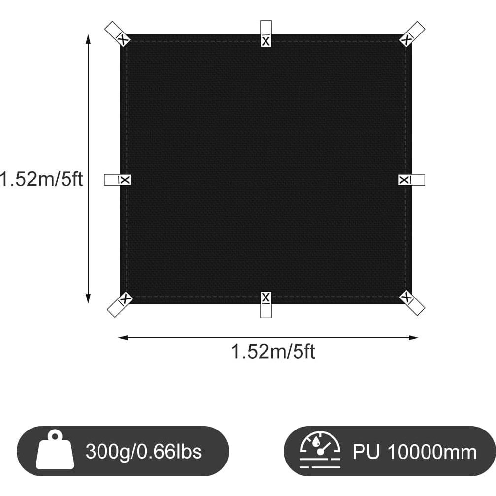 Cubierta de Lona Impermeable Honsaifau 1.52m x 1.52m Negra